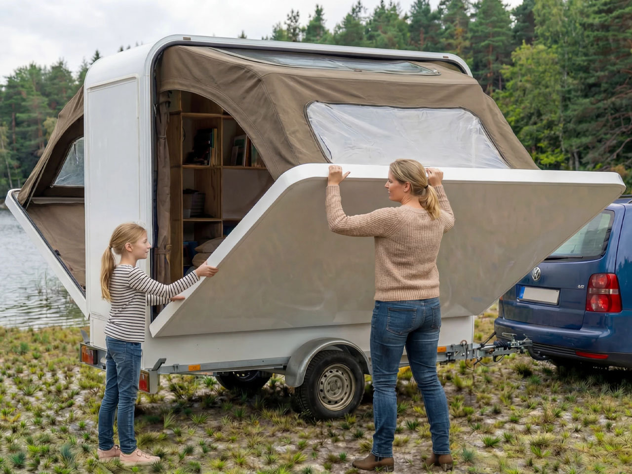 Family Camper，Camping box，Outdoor camping，Wingcube，Folding type，