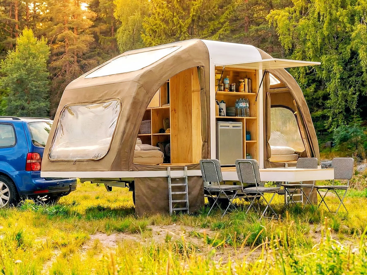 Family Camper，Camping box，Outdoor camping，Wingcube，Folding type，