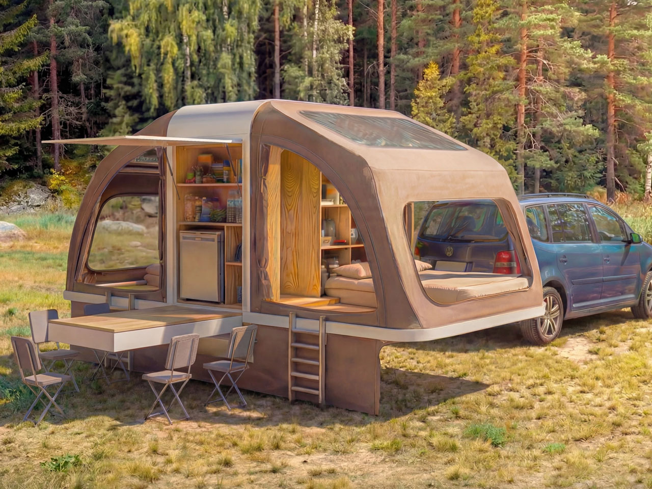 Family Camper，Camping box，Outdoor camping，Wingcube，Folding type，