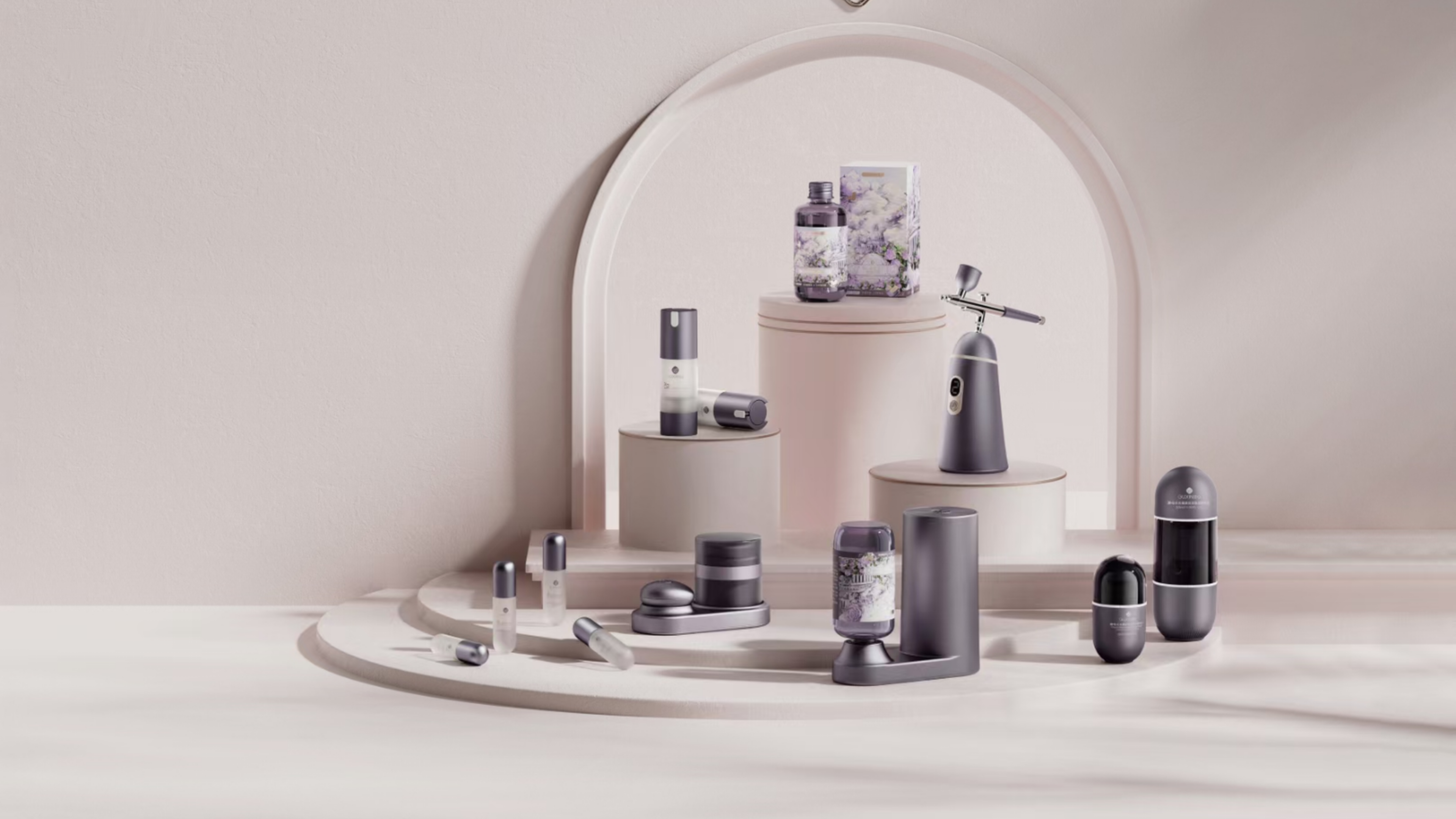 sample reels，Skin care instrument，Render，Appearance design，Skin care bottle，