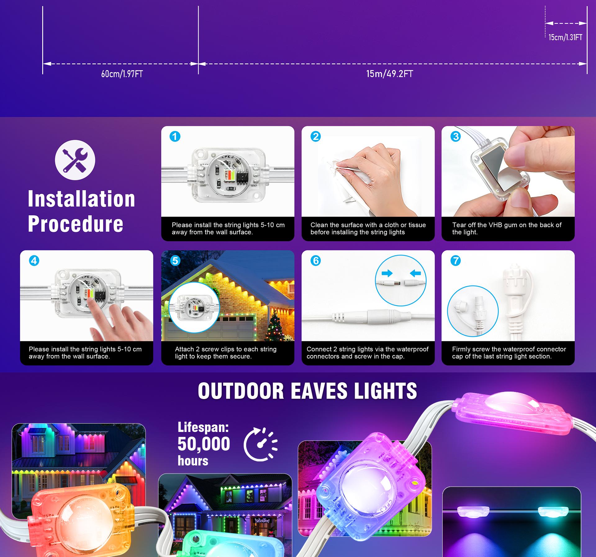 Magic Eaves Light，Lamp string，Eaves lamp，Atmosphere lamp，