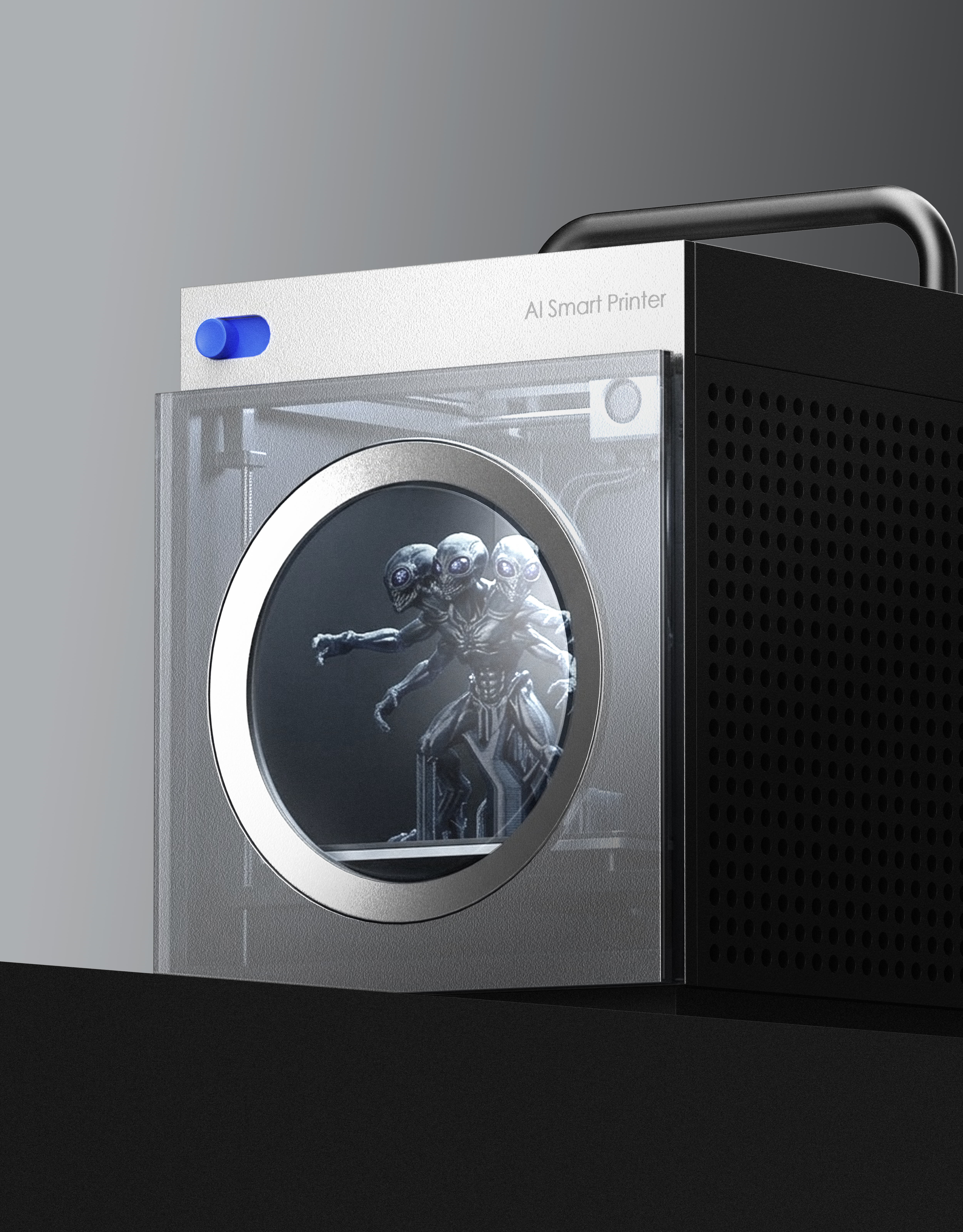 3D printer, AI, minimalist，