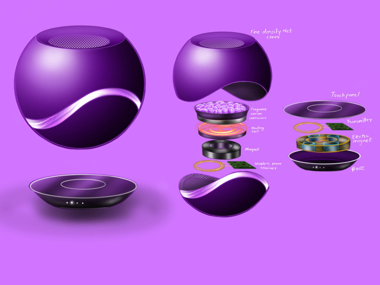 Magnetic Levitation Aromatherapy Diffuser，Aromatherapy machine，conceptual design，AER OMA，Magnetic Levitation Aromatherapy Diffuser，Aromatherapy machine，conceptual design，