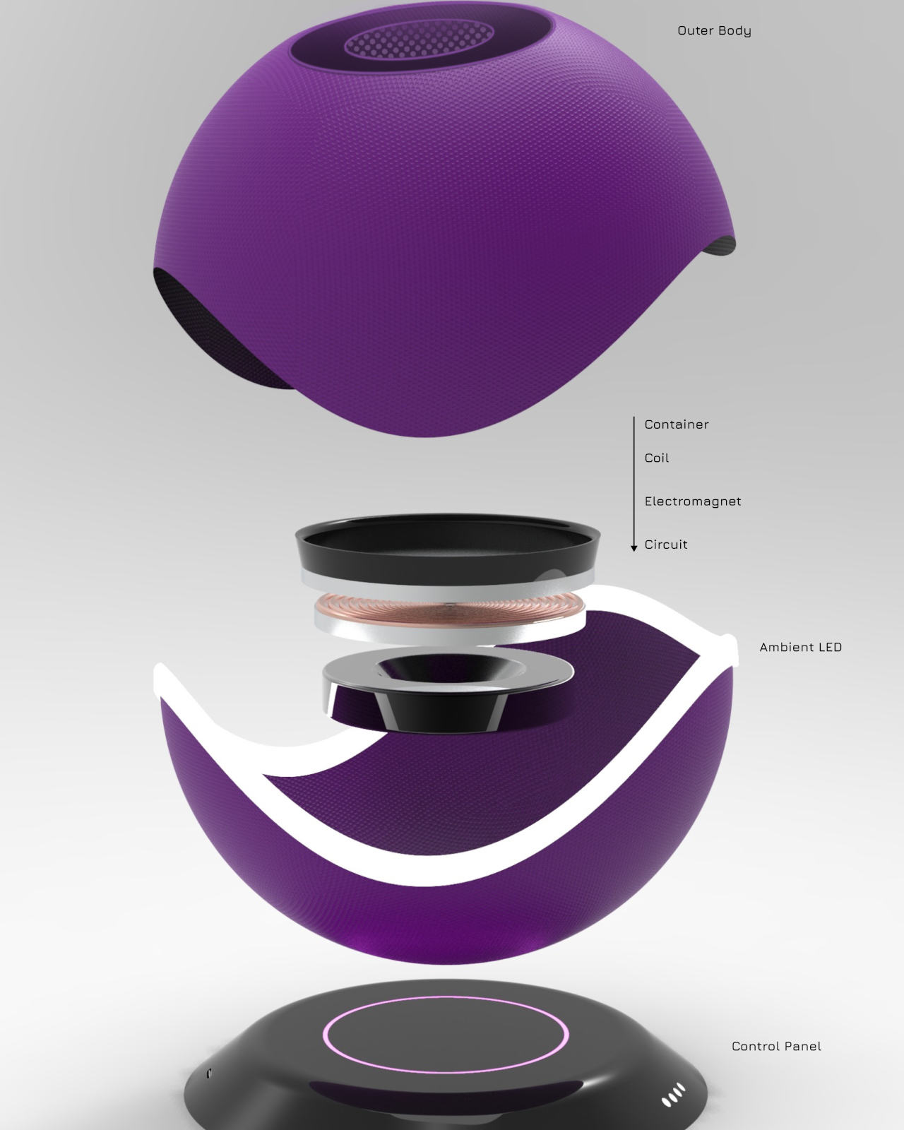 Magnetic Levitation Aromatherapy Diffuser，Aromatherapy machine，conceptual design，AER OMA，Magnetic Levitation Aromatherapy Diffuser，Aromatherapy machine，conceptual design，