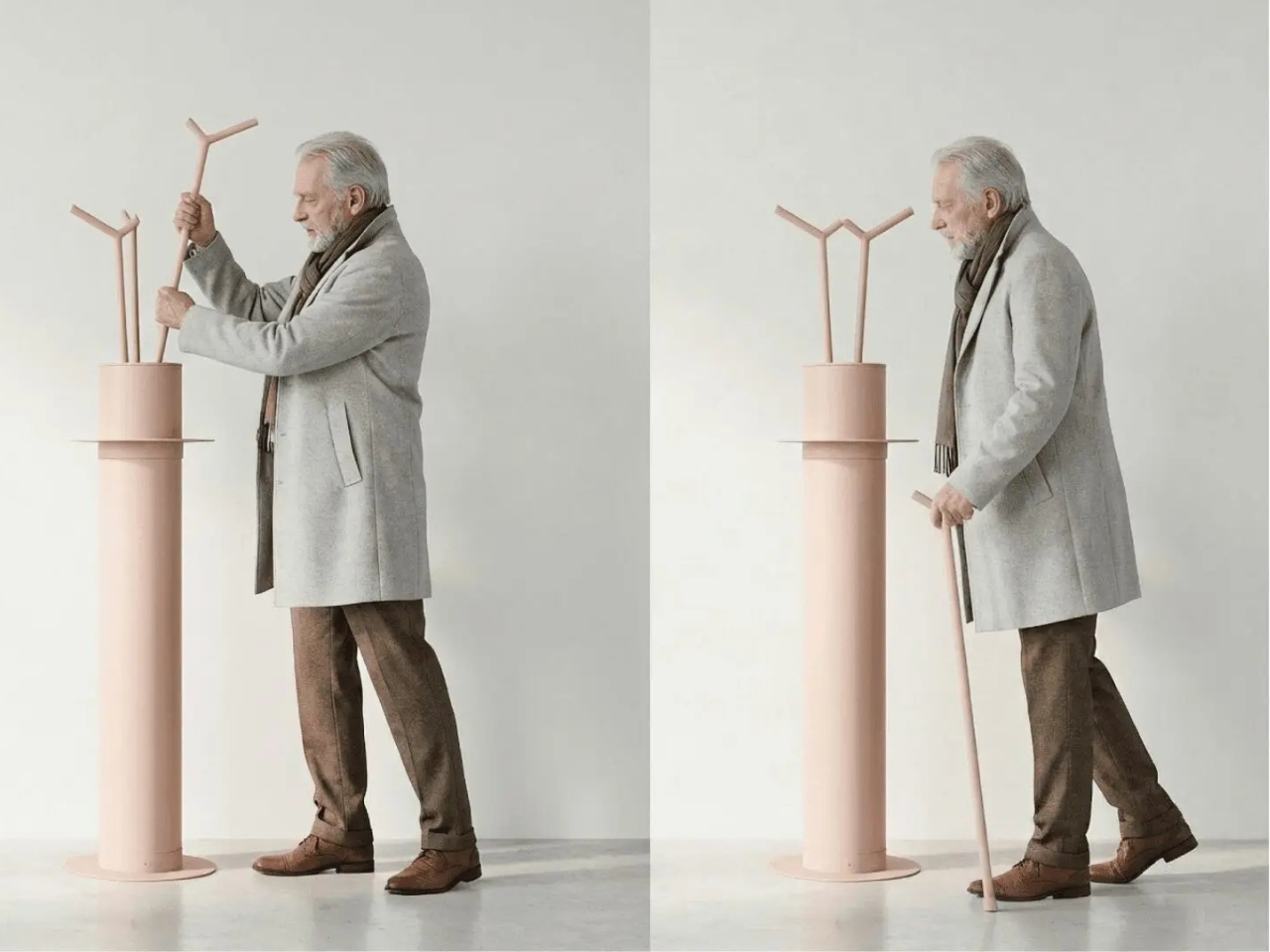 Walking Coat Rack，Multi-functional coat rack，detachable cane，two-in-one，