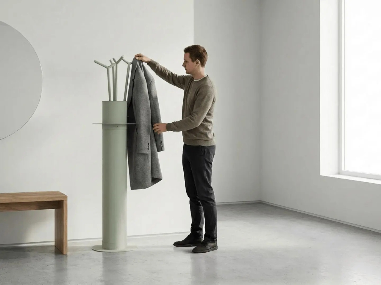 Walking Coat Rack，Multi-functional coat rack，detachable cane，two-in-one，