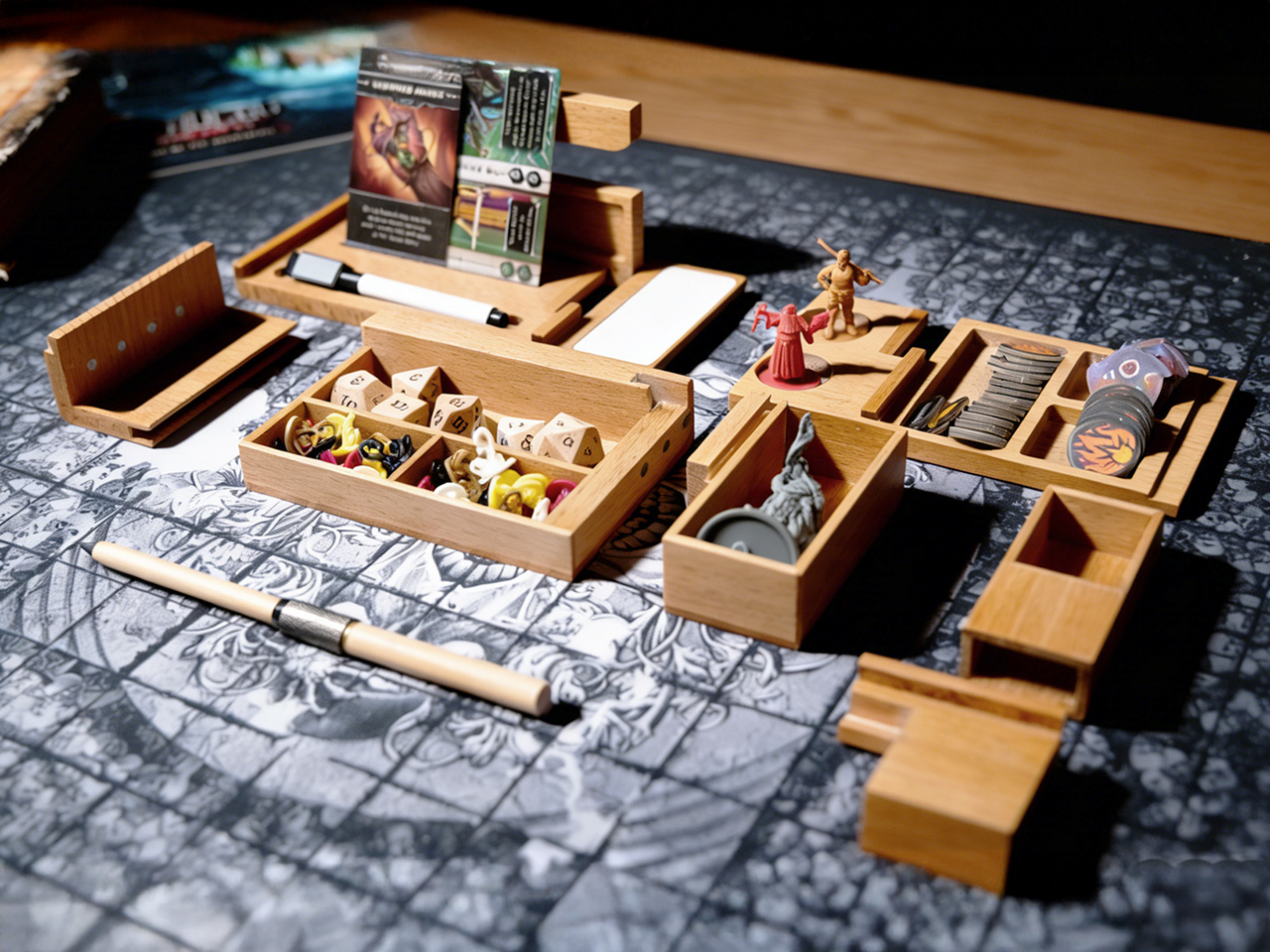 ONE BOX 4.0，Board game storage，Solid wood storage box，Dice board，Card rack，