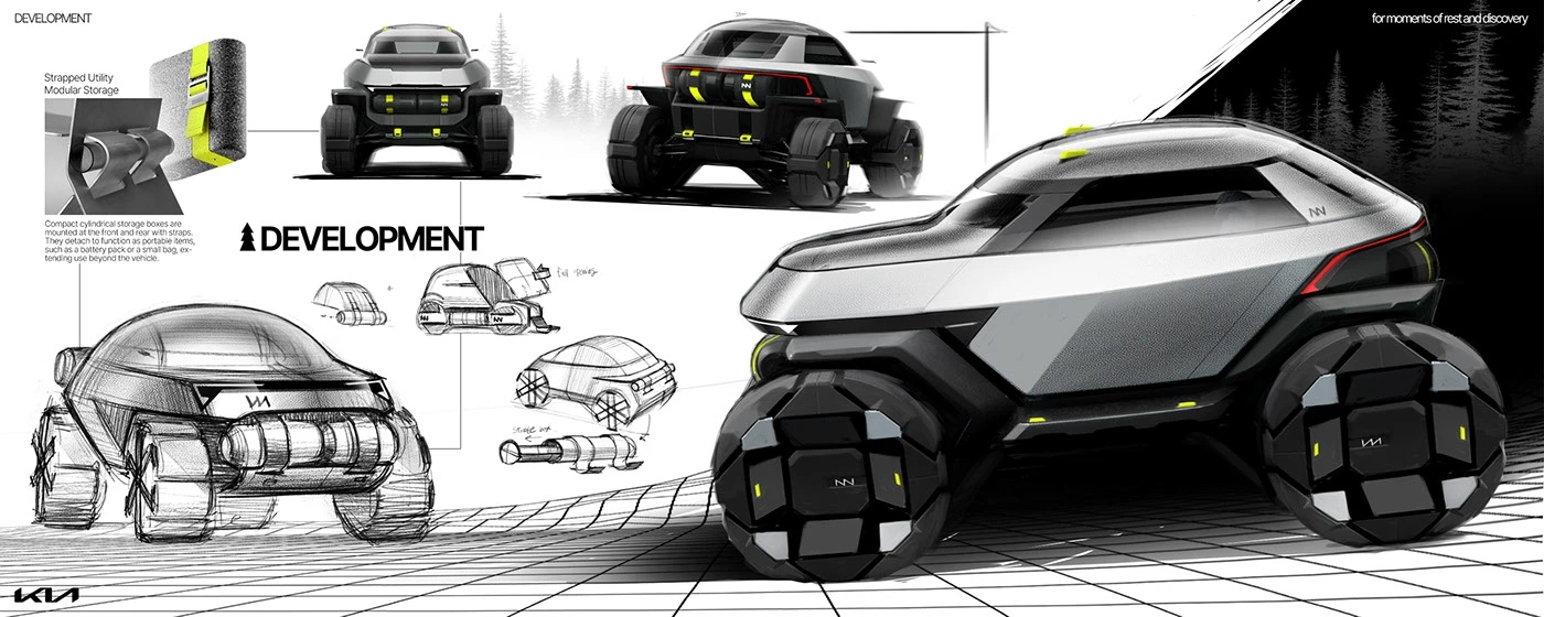 automobile，vehicle，KIA EV1 WKNDR，industrial design，