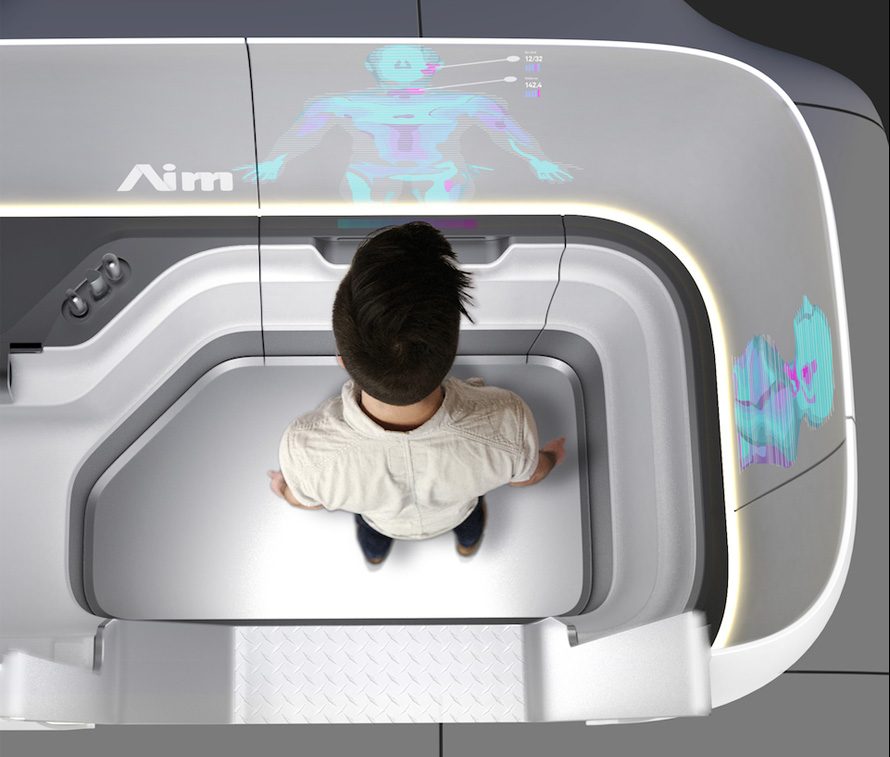 conceptual design，Driverless medical vehicle，white，