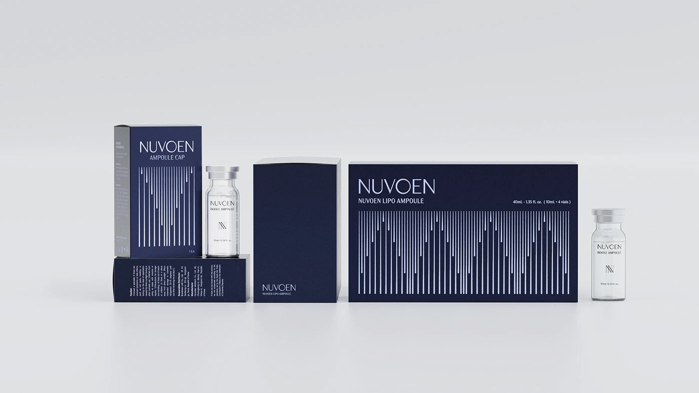 NUVOEN Ampoule，packing design，skin care products，Cosmetics，