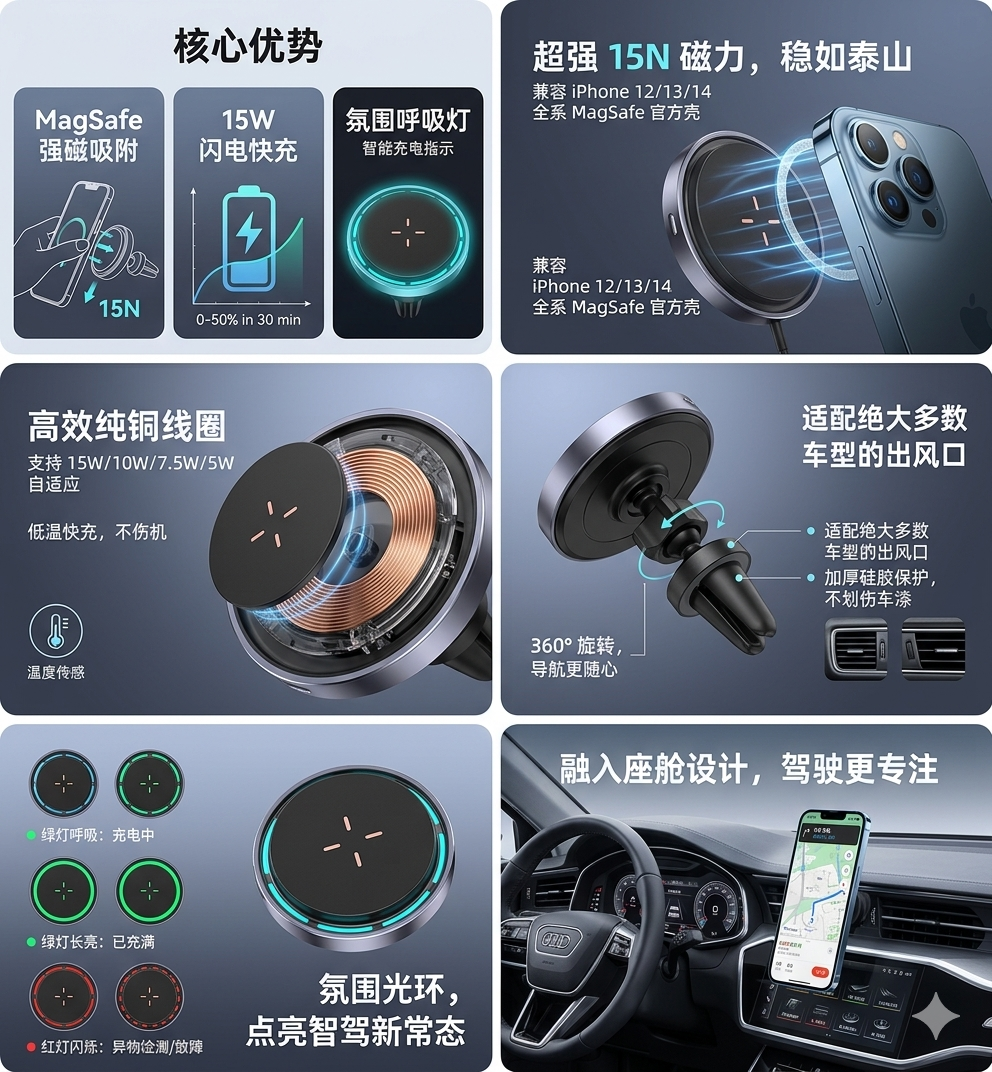 Dazzle car wireless charging，