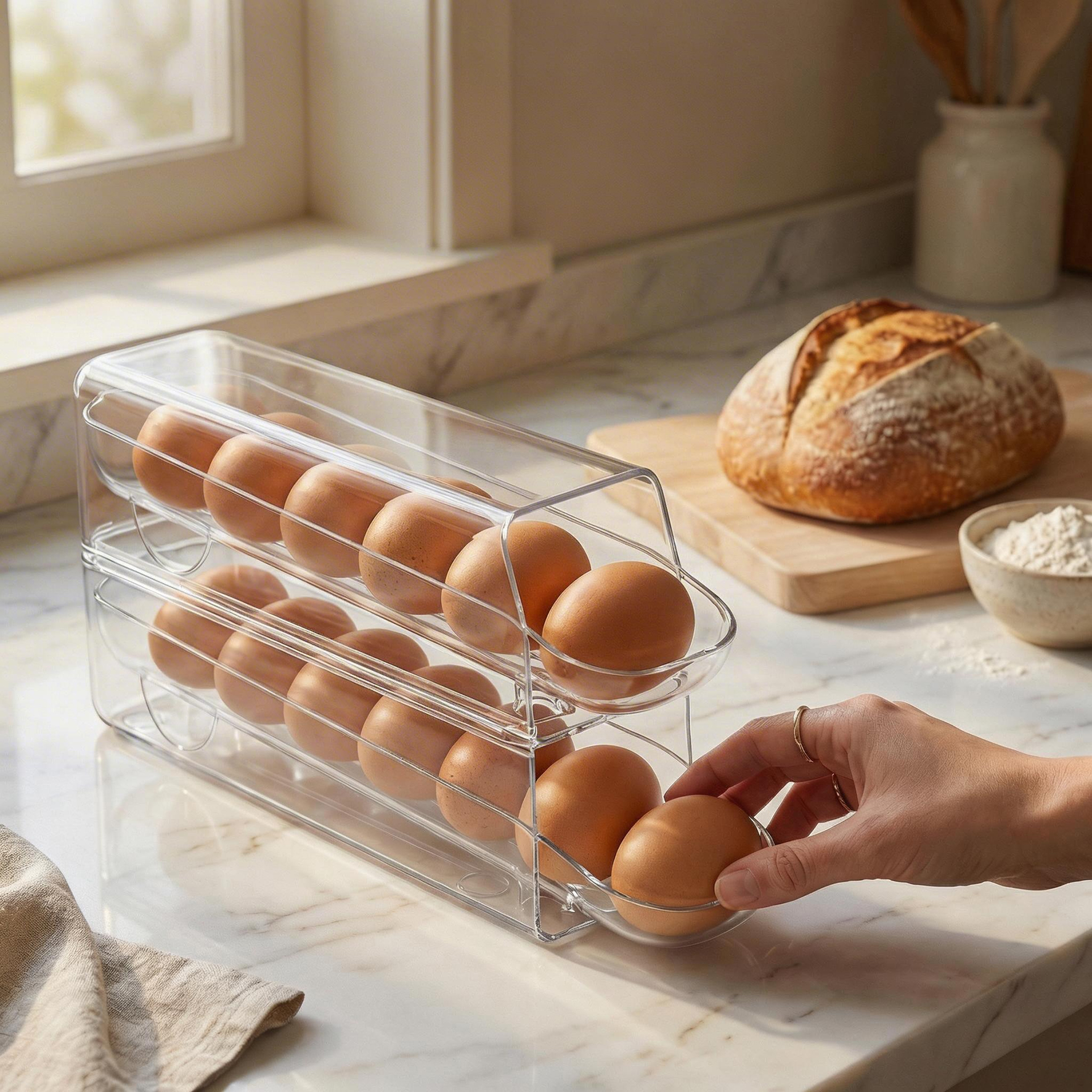 Kitchen supplies, egg box, rolling egg box，