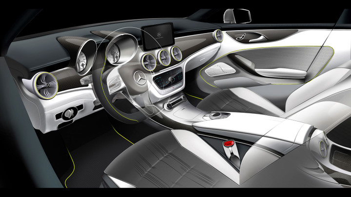 Car concept car，Benz，Hand drawn，Interior，