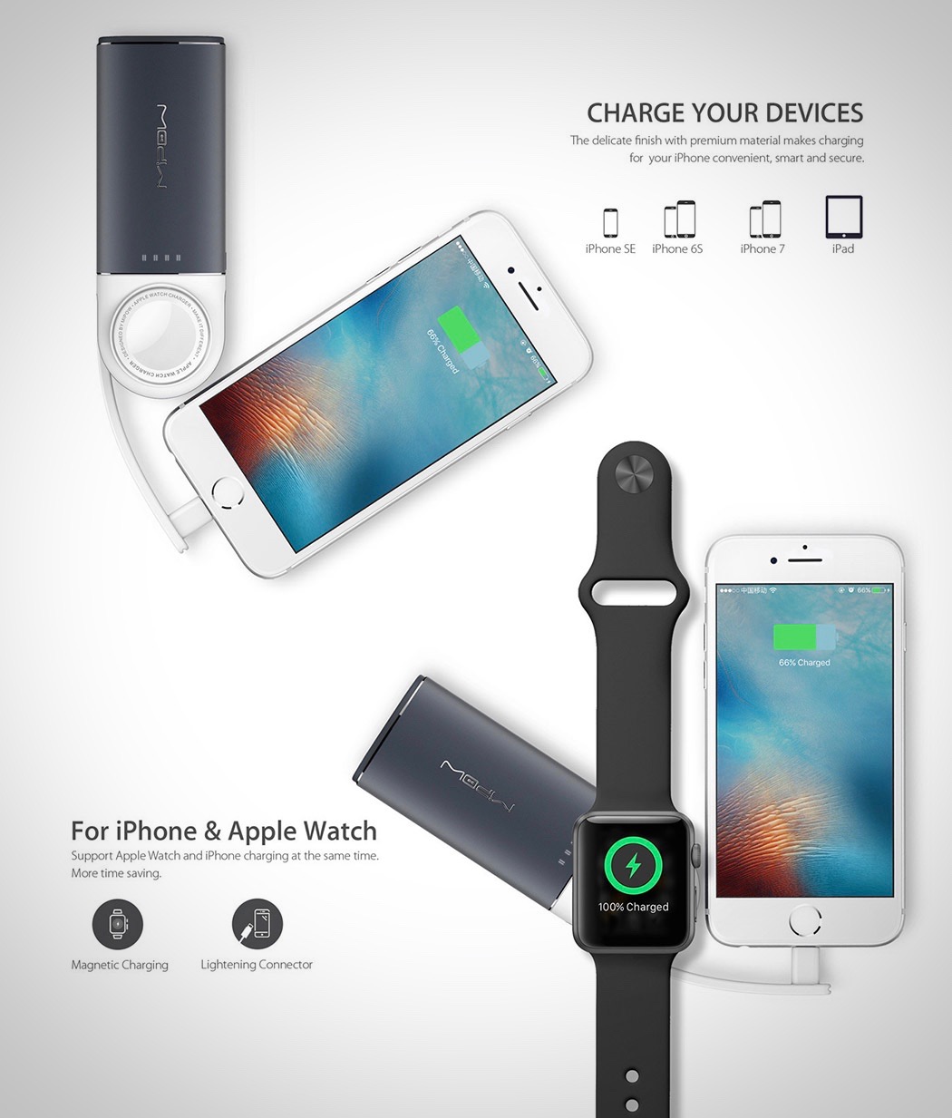 Dual charge mobile power supply，Xinny Lin，Wireless charging，Portable charger，Digital，