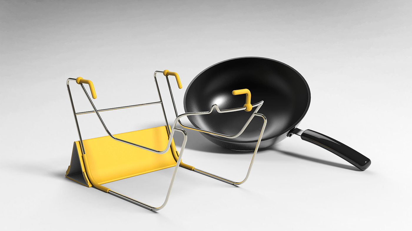 One armed disabled, kitchen supplies, frying pan support，