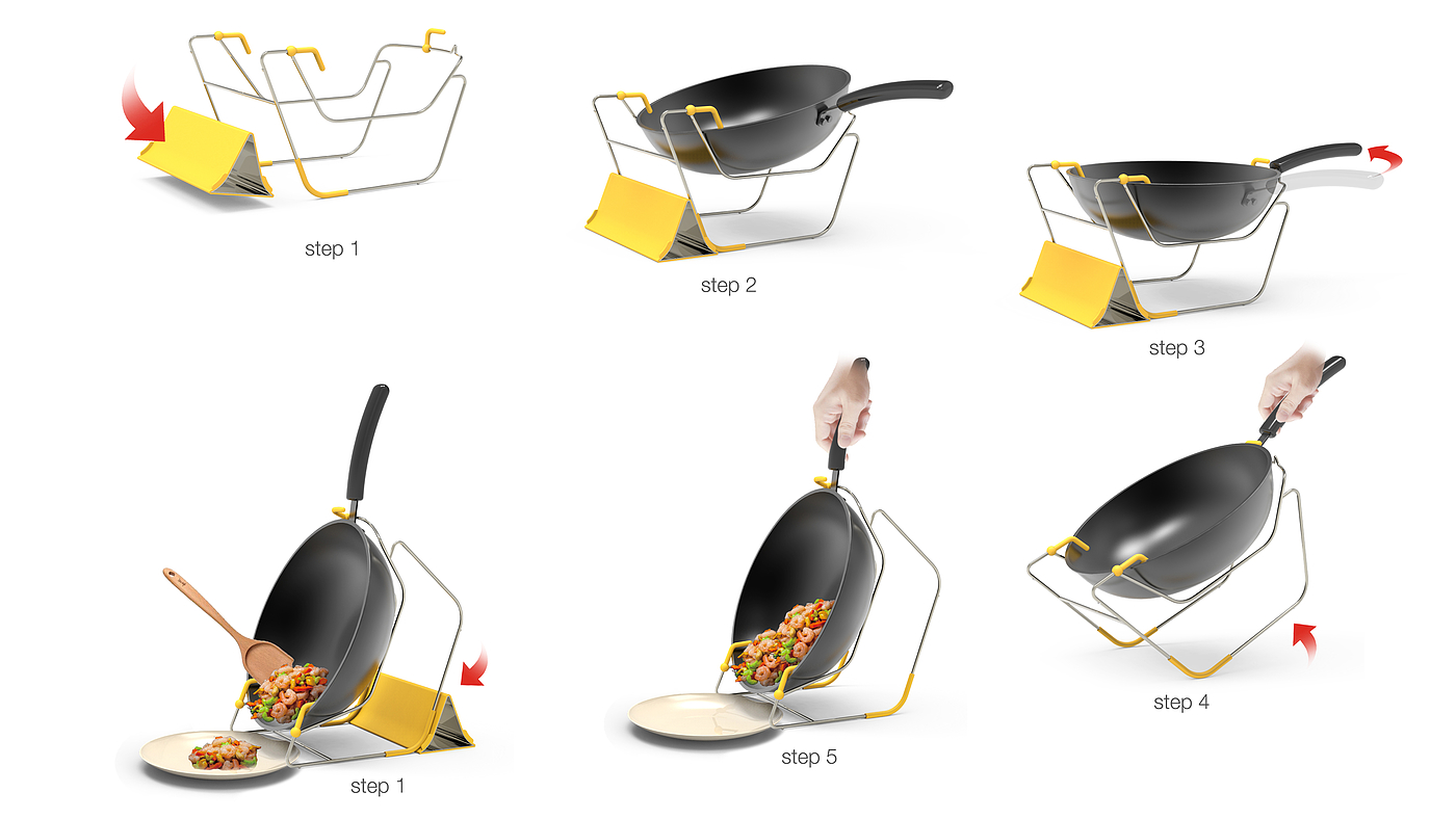 One armed disabled, kitchen supplies, frying pan support，