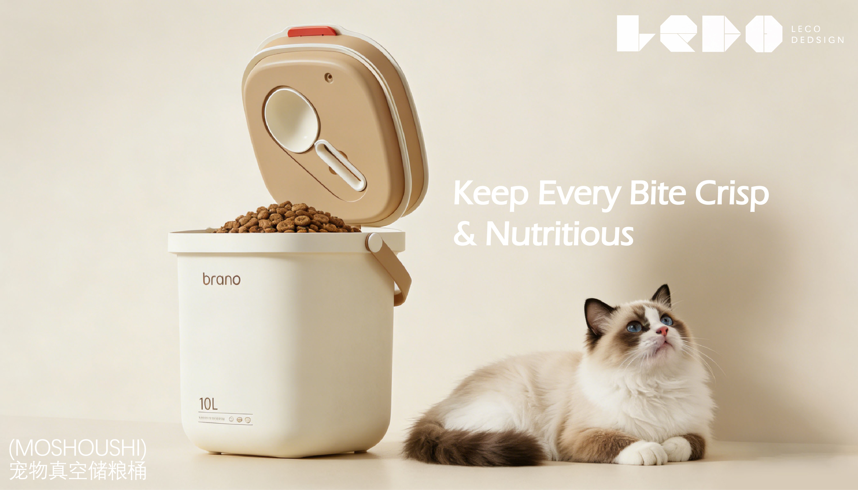 Design of vacuum grain storage barrel for pet，Appearance design，Structural design，industrial design，Pet products design，vacuum grain barrel，Pet grain storage，