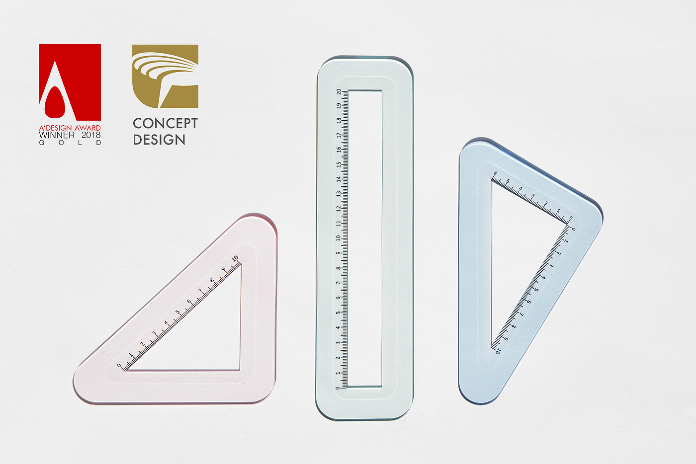 Transparent ruler，Triangular ruler，ruler，Ruler set，ruler，bowl，Pencil sharpener，Graduation project，Stationery design，