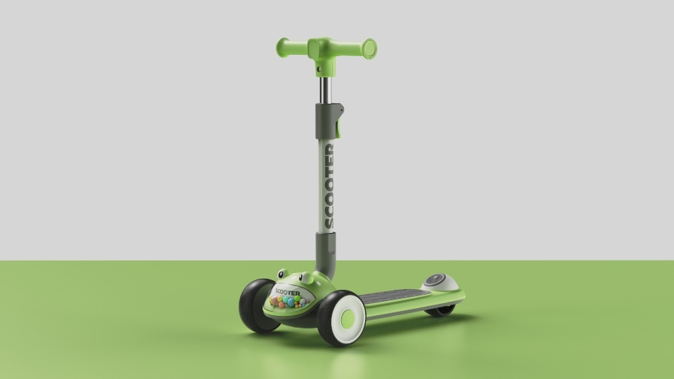 Children's scooter with interchangeable head，