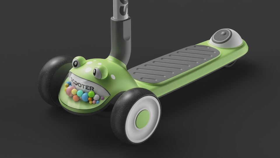 Children's scooter with interchangeable head，