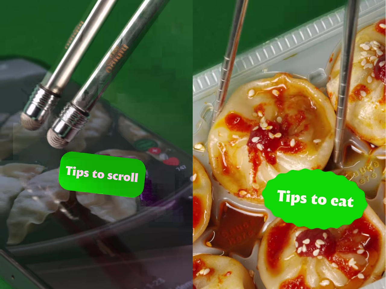 bibigo，ScrollSticks，Touch screen chopsticks，Meal-eating神器，Creative tableware，