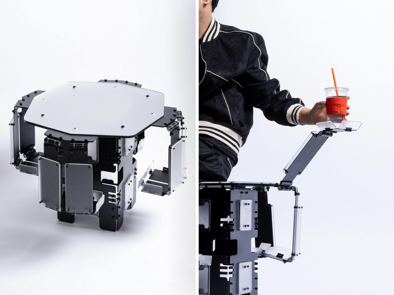 Deformed stool，Folding Side Table，Creative seat，Cyberpunk Furniture，