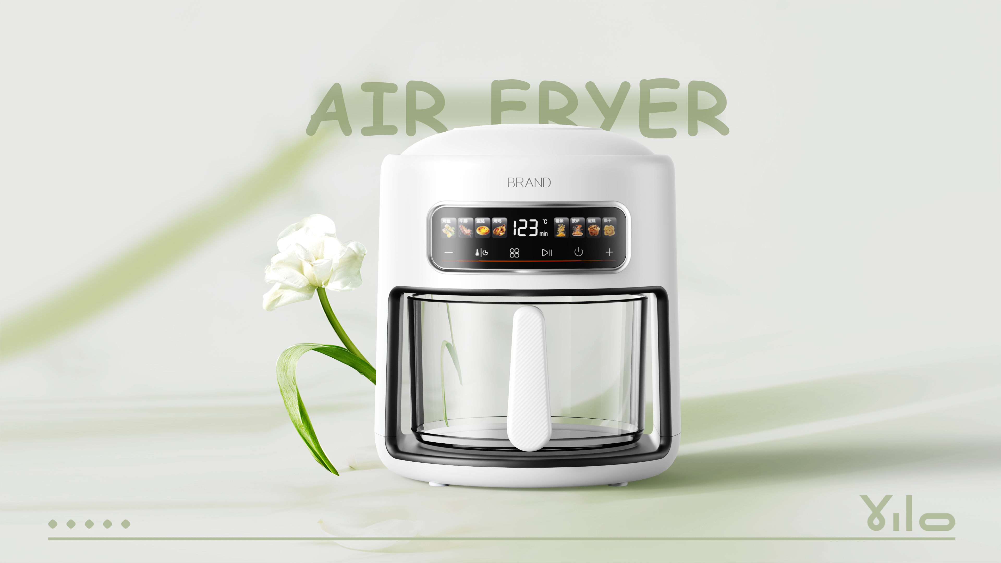 Air fryer，Enamel pot，fashion，modern，White products，small home appliances，