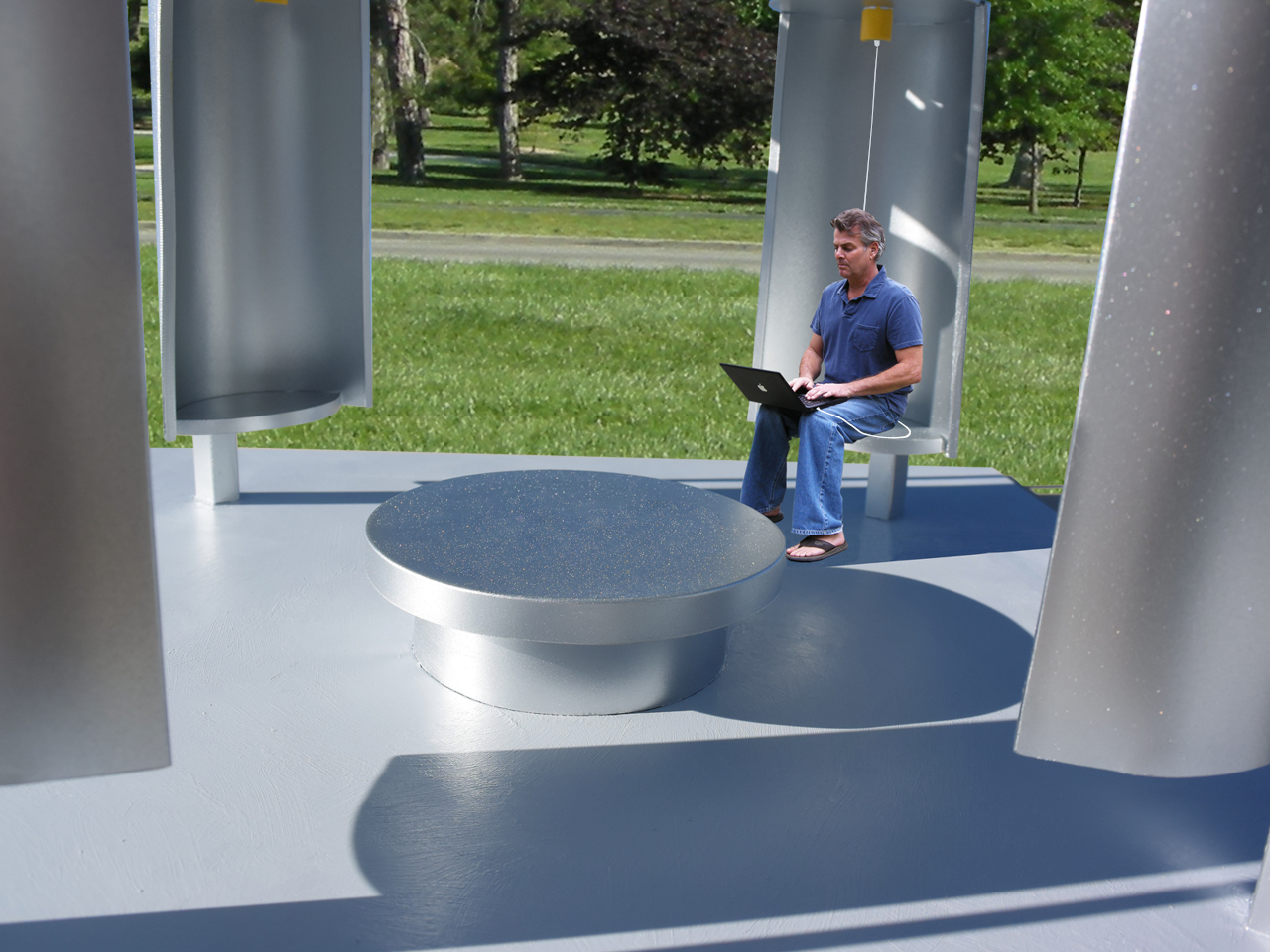 Solar pavilion，renewable energy，Campus public facilities，Wind Turbine，Green building，