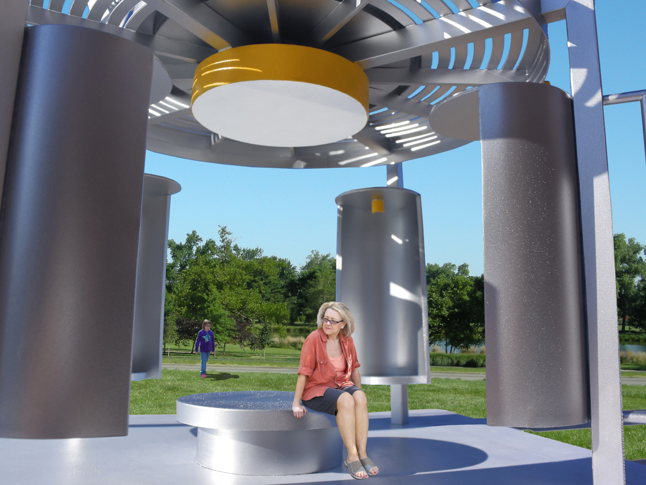 Solar pavilion，renewable energy，Campus public facilities，Wind Turbine，Green building，