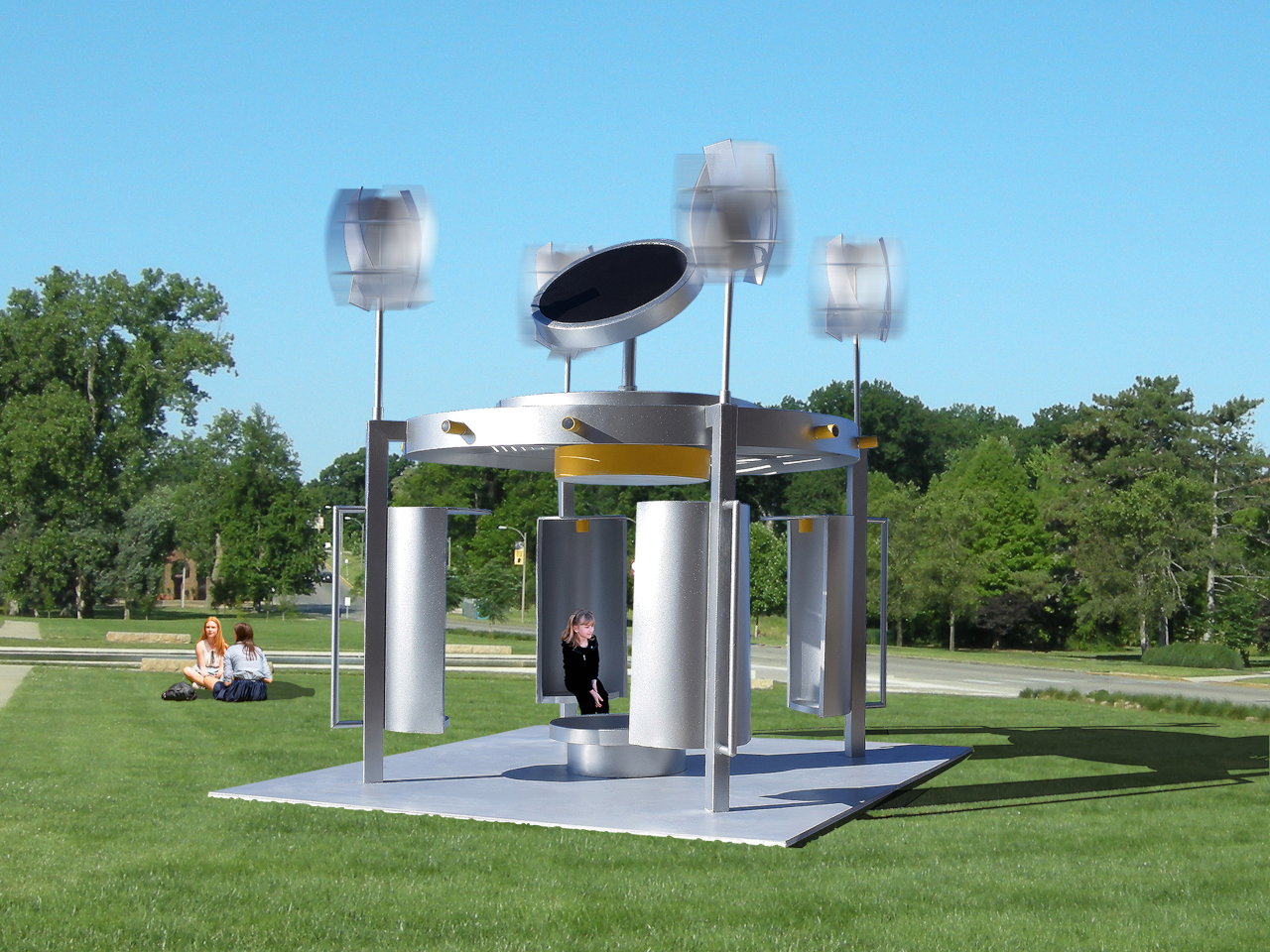 Solar pavilion，renewable energy，Campus public facilities，Wind Turbine，Green building，