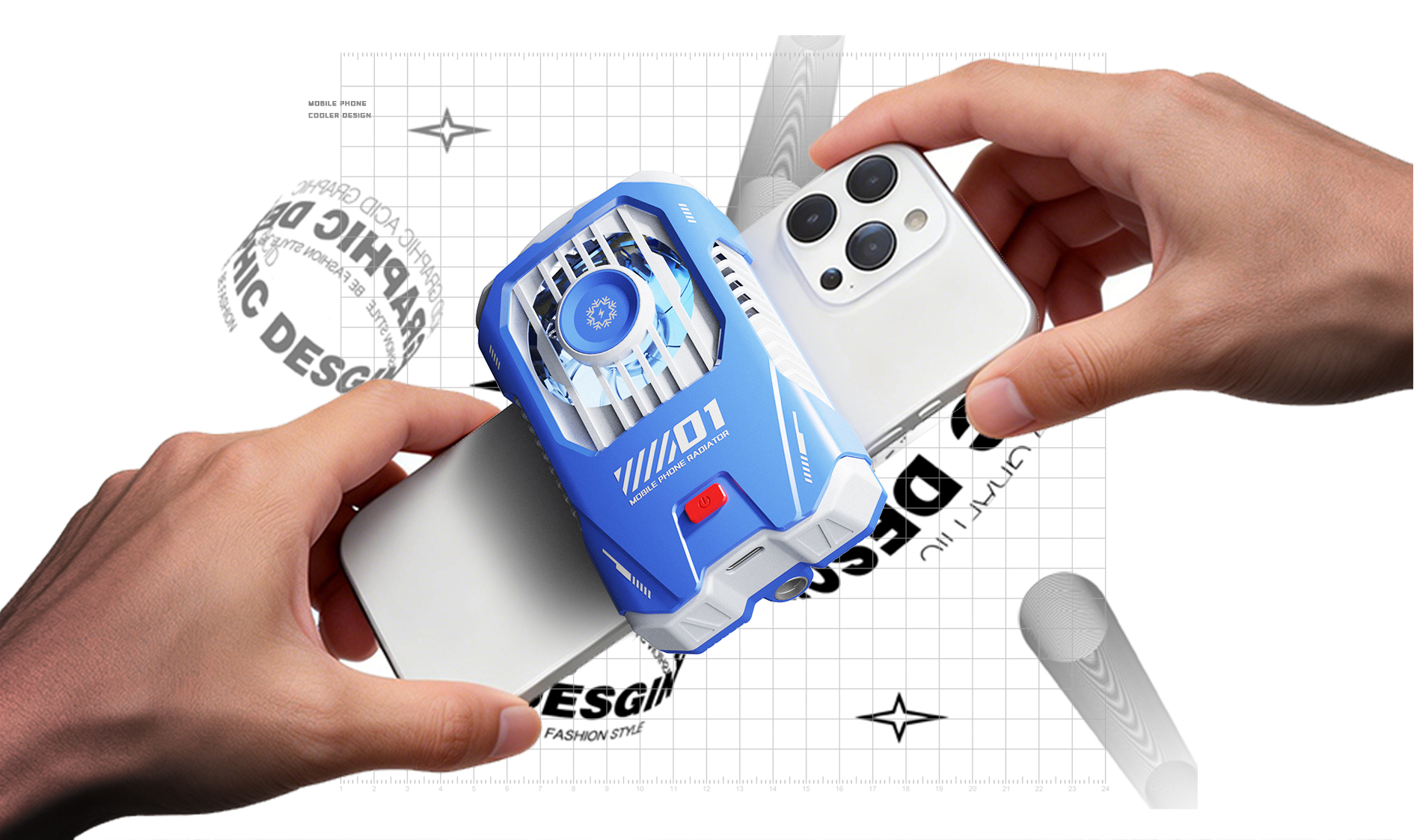 Digital products, mobile phone radiator, original design，