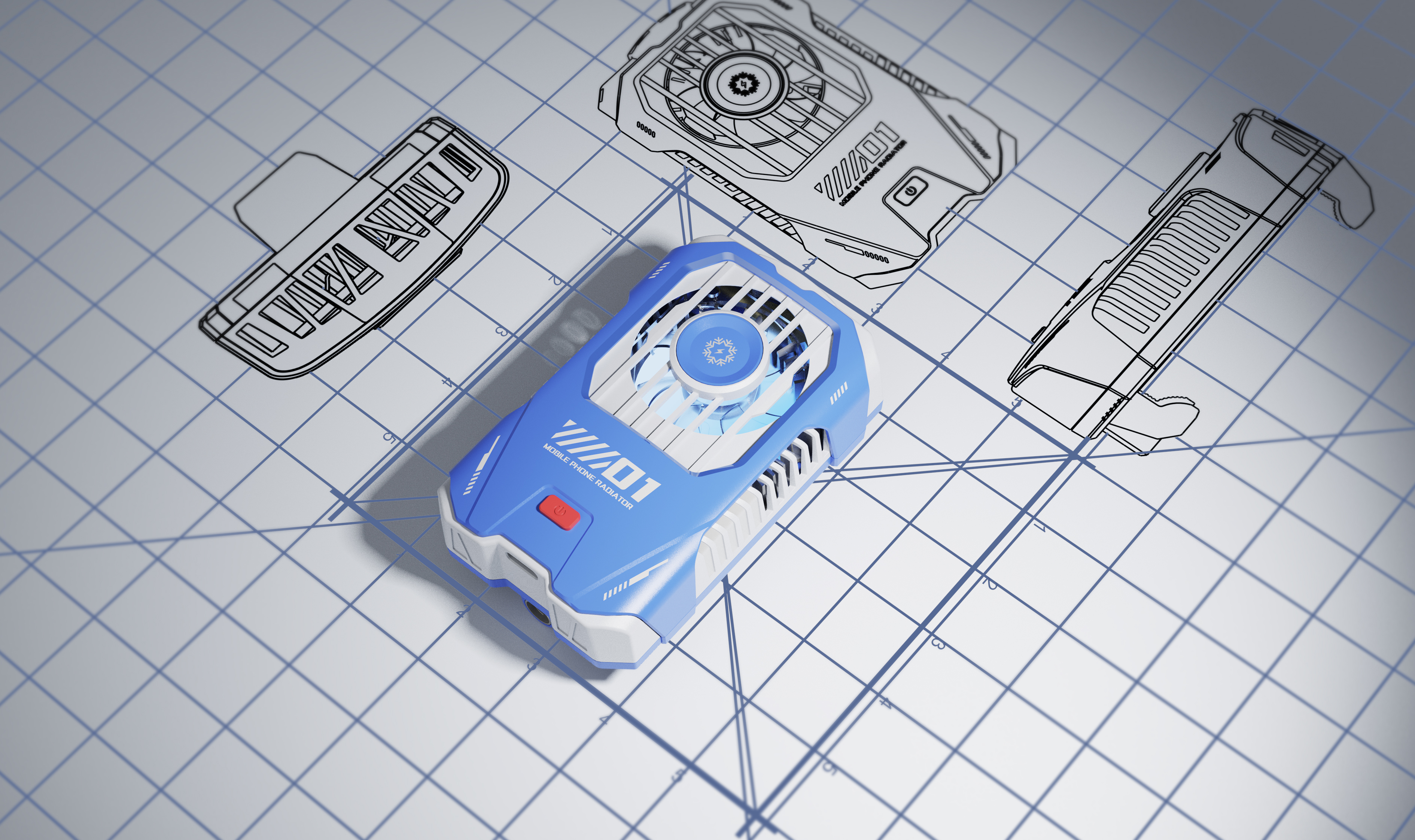 Digital products, mobile phone radiator, original design，