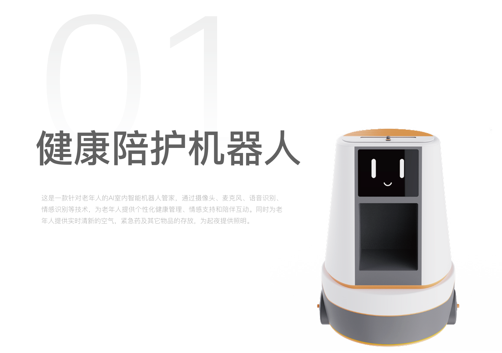 Aging，accompany，medication reminder，healthy，robot，interactive，security，