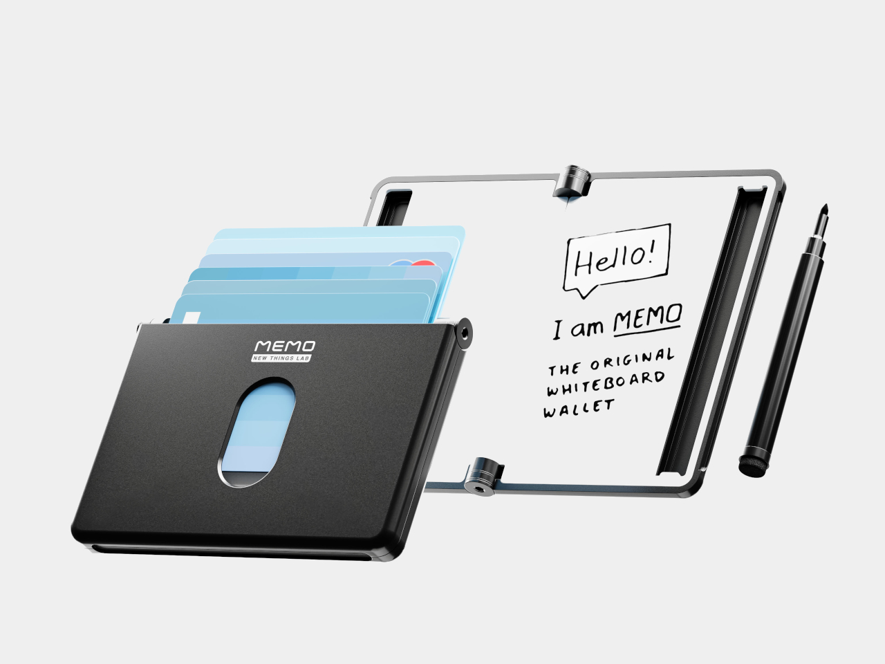 MEMO Whiteboard Wallet，Aluminum card package，erasable whiteboard，Portable card case，RFID anti-theft，