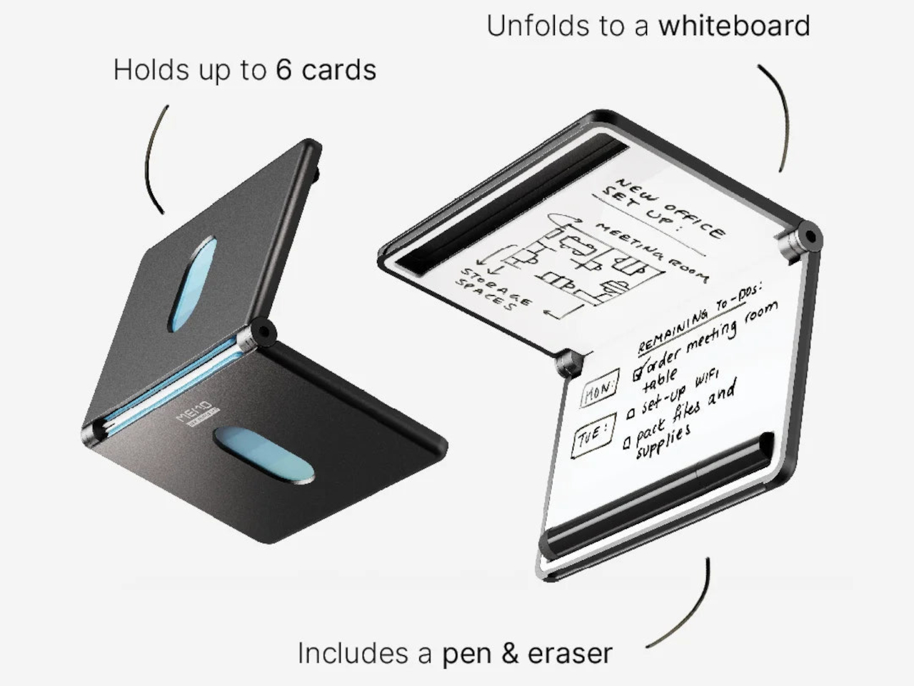 MEMO Whiteboard Wallet，Aluminum card package，erasable whiteboard，Portable card case，RFID anti-theft，