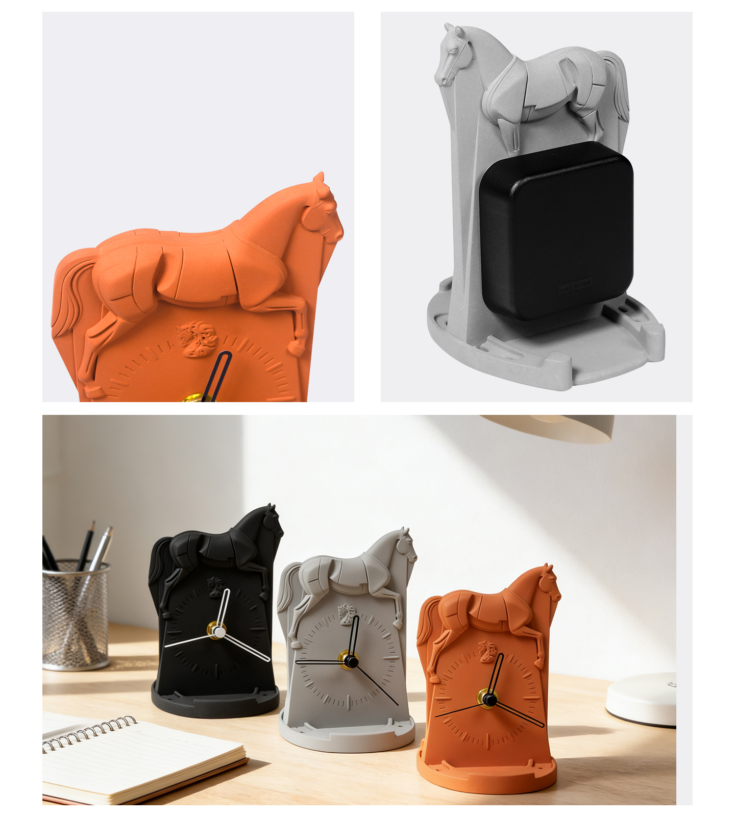 Year of the Horse Clock，Cement material，