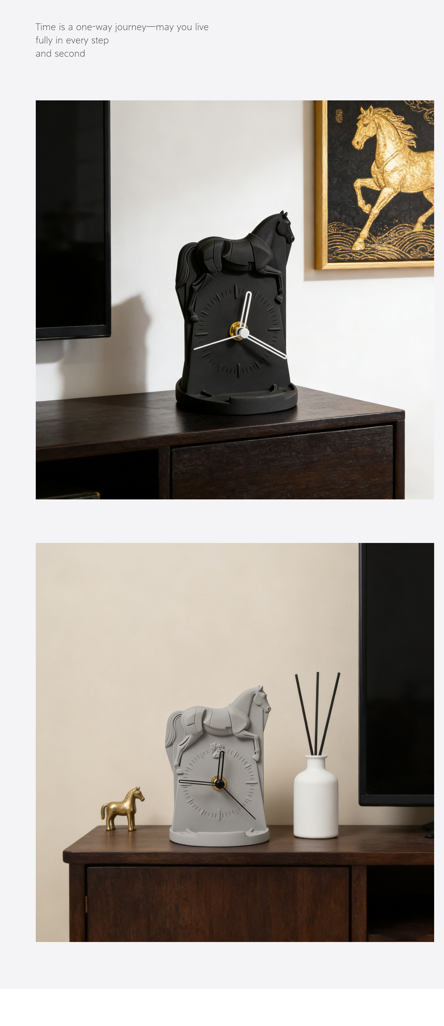 Year of the Horse Clock，Cement material，