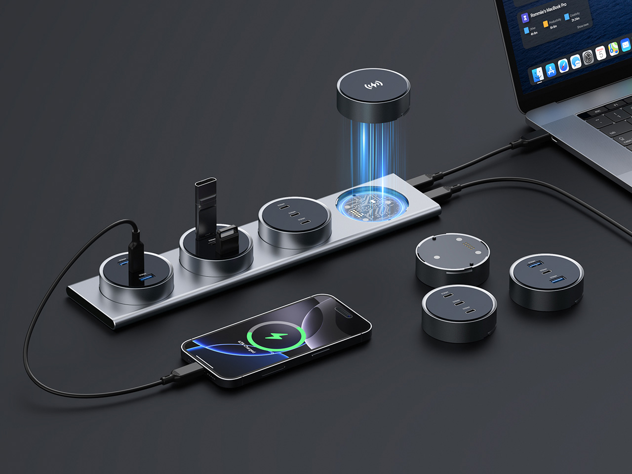 Magnetic charging plug strip，modularization，TobenOne，Digital，