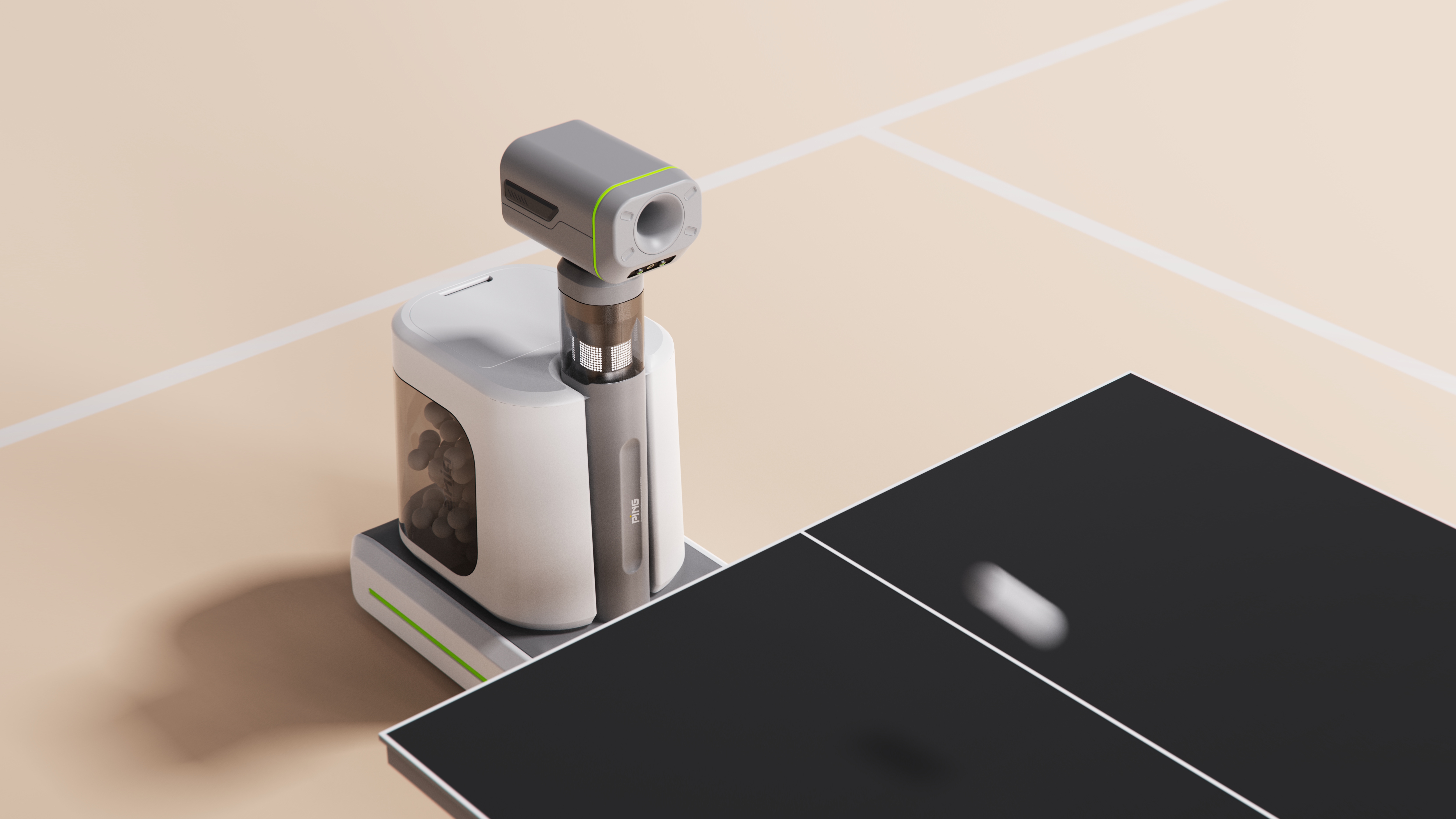 Table tennis ball machine，industrial design，Appearance design，product design，Modeling and rendering，