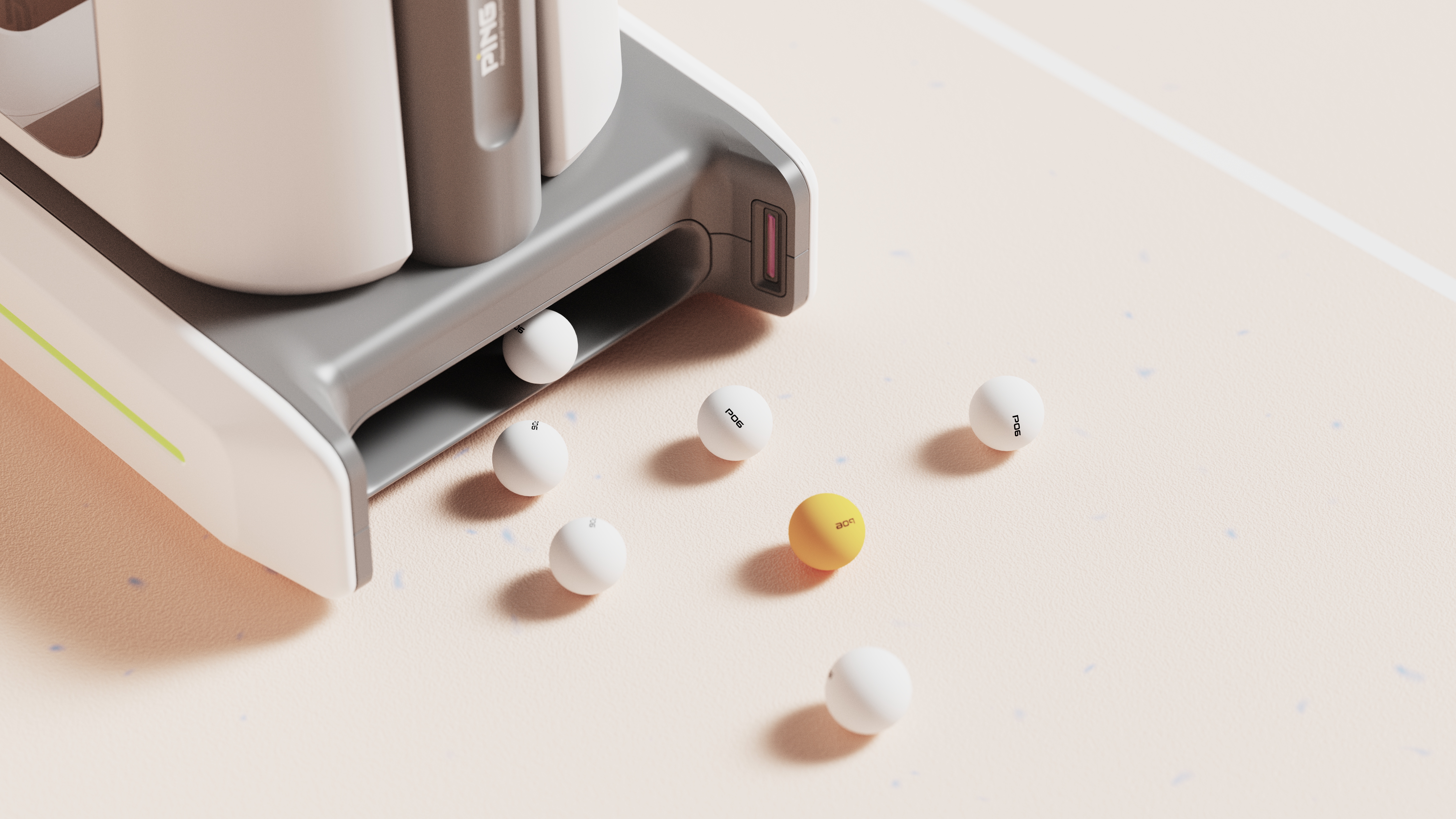 Table tennis ball machine，industrial design，Appearance design，product design，Modeling and rendering，