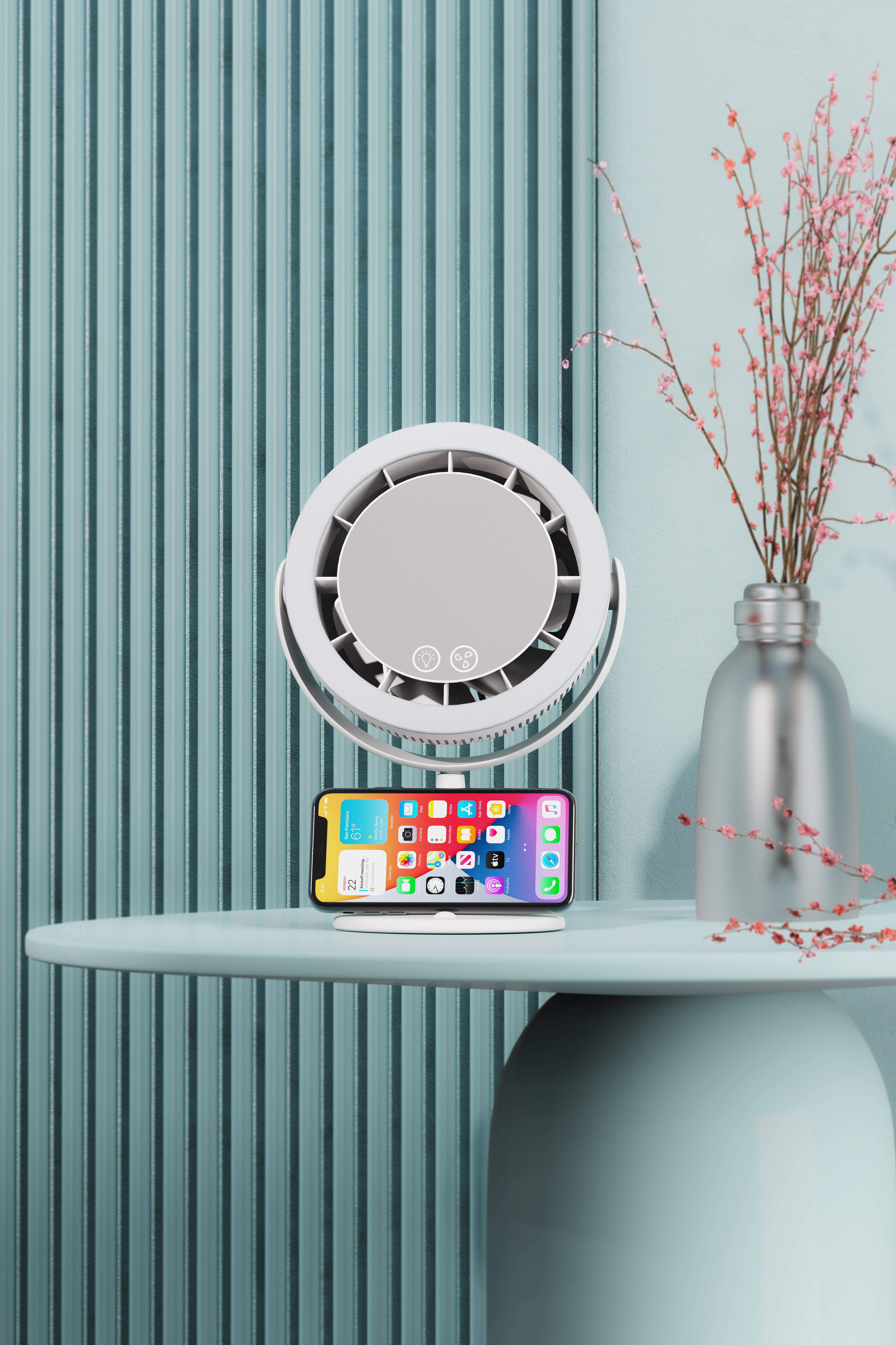 Fan makeup mirror，A beauty care，