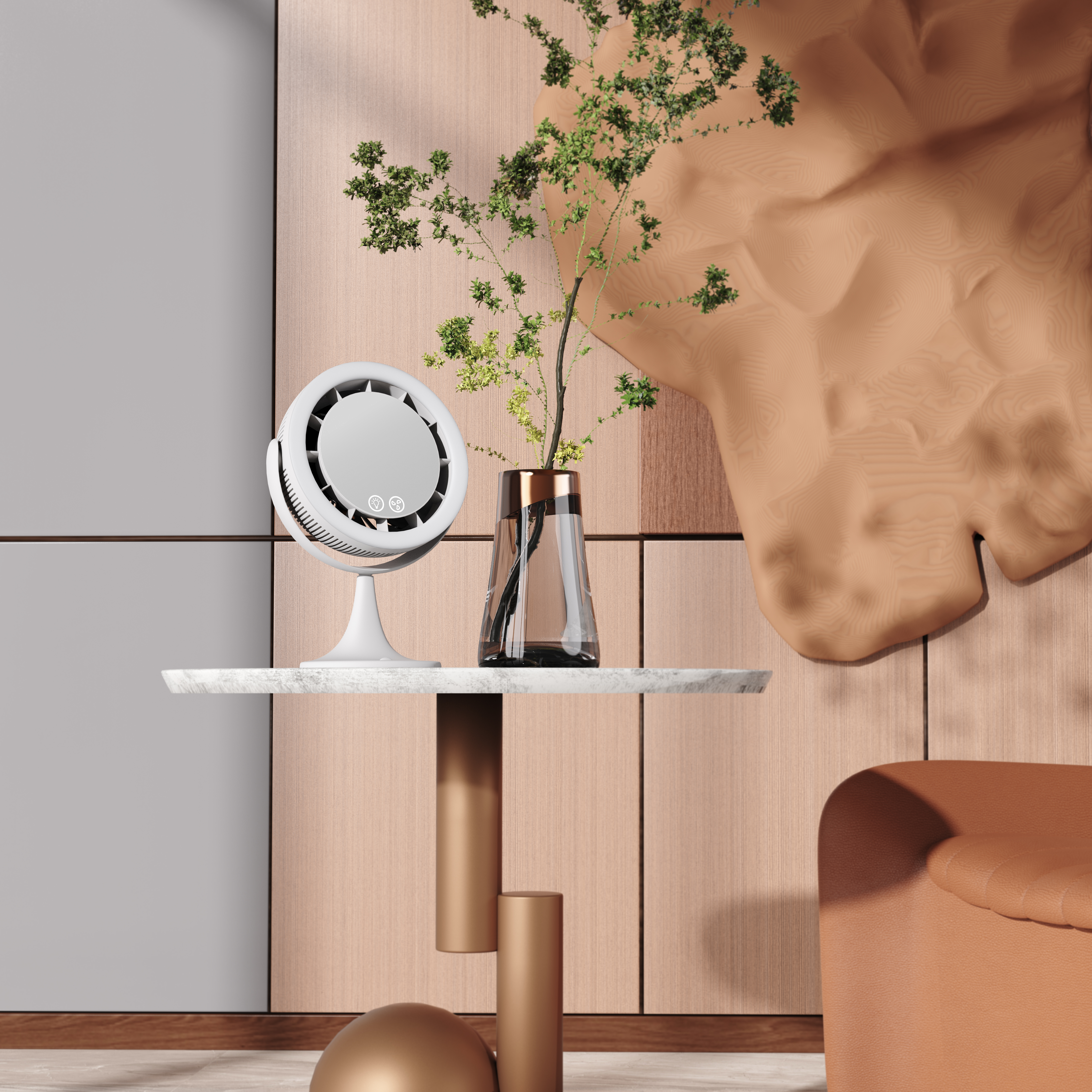 Fan makeup mirror，A beauty care，