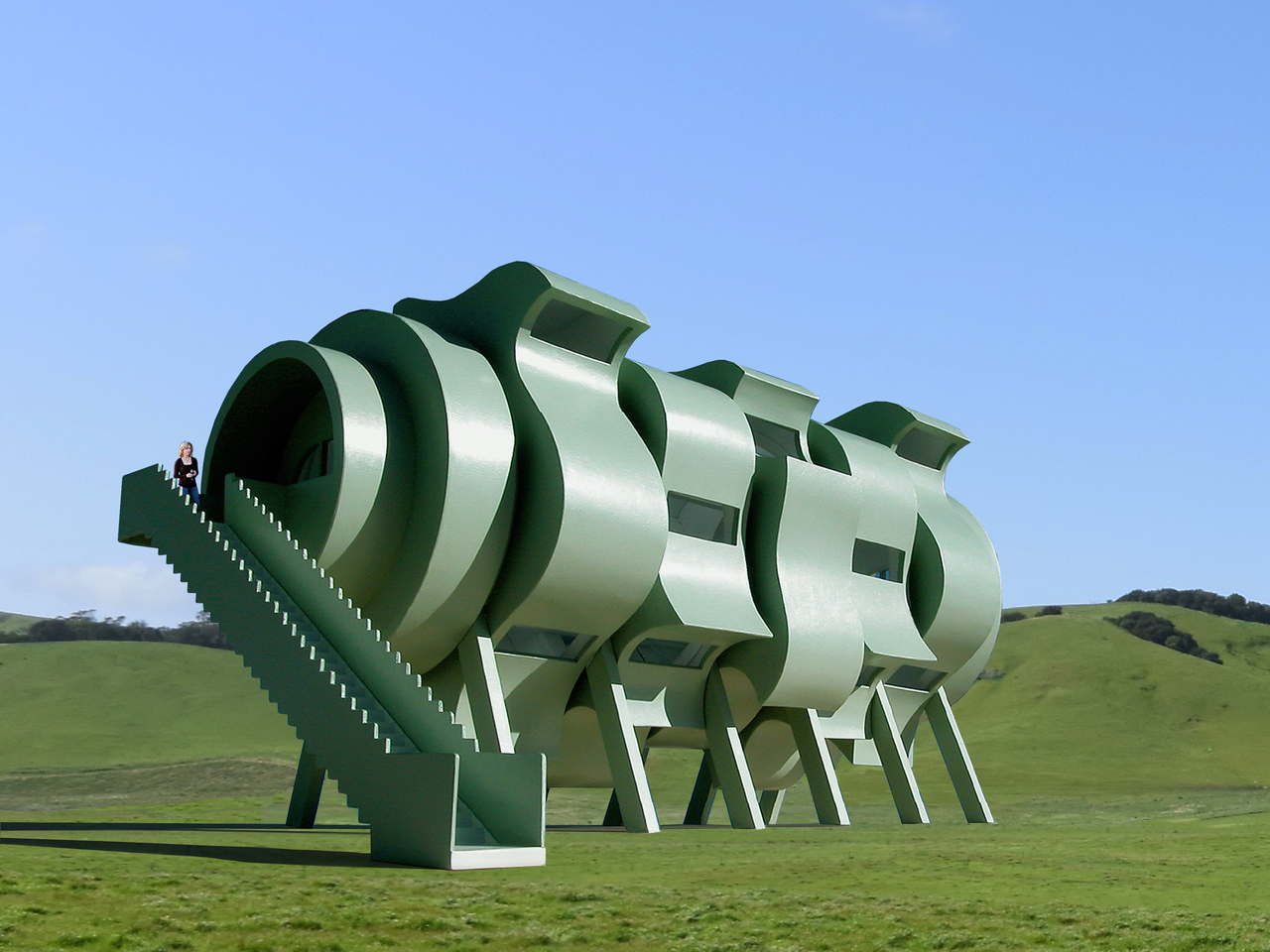 Five-section rotating concept house，conceptual design，environmental design，house，