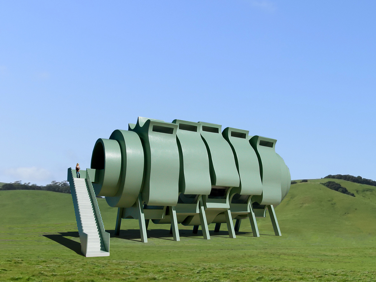 Five-section rotating concept house，conceptual design，environmental design，house，