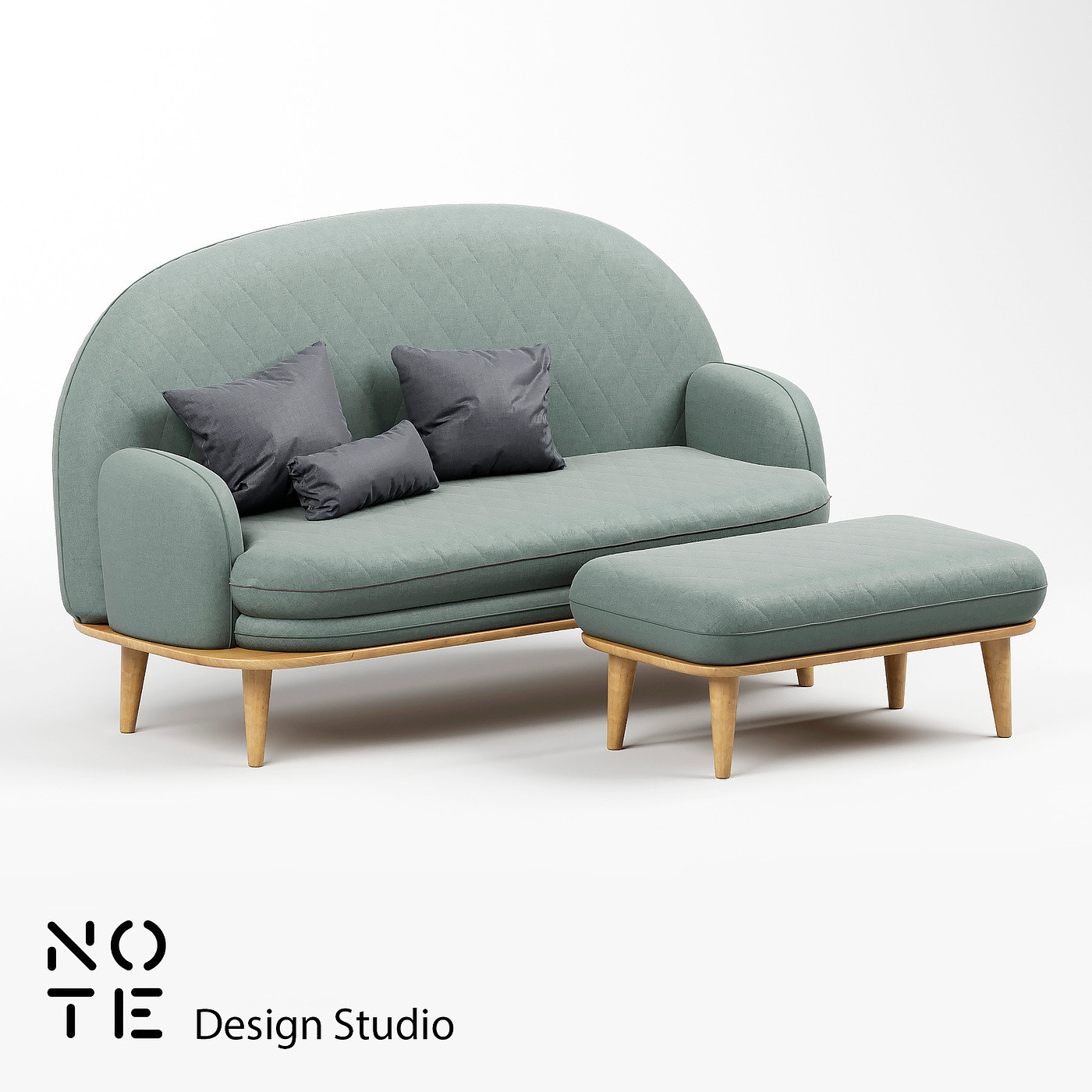 Note Design，sofa，Grey green，