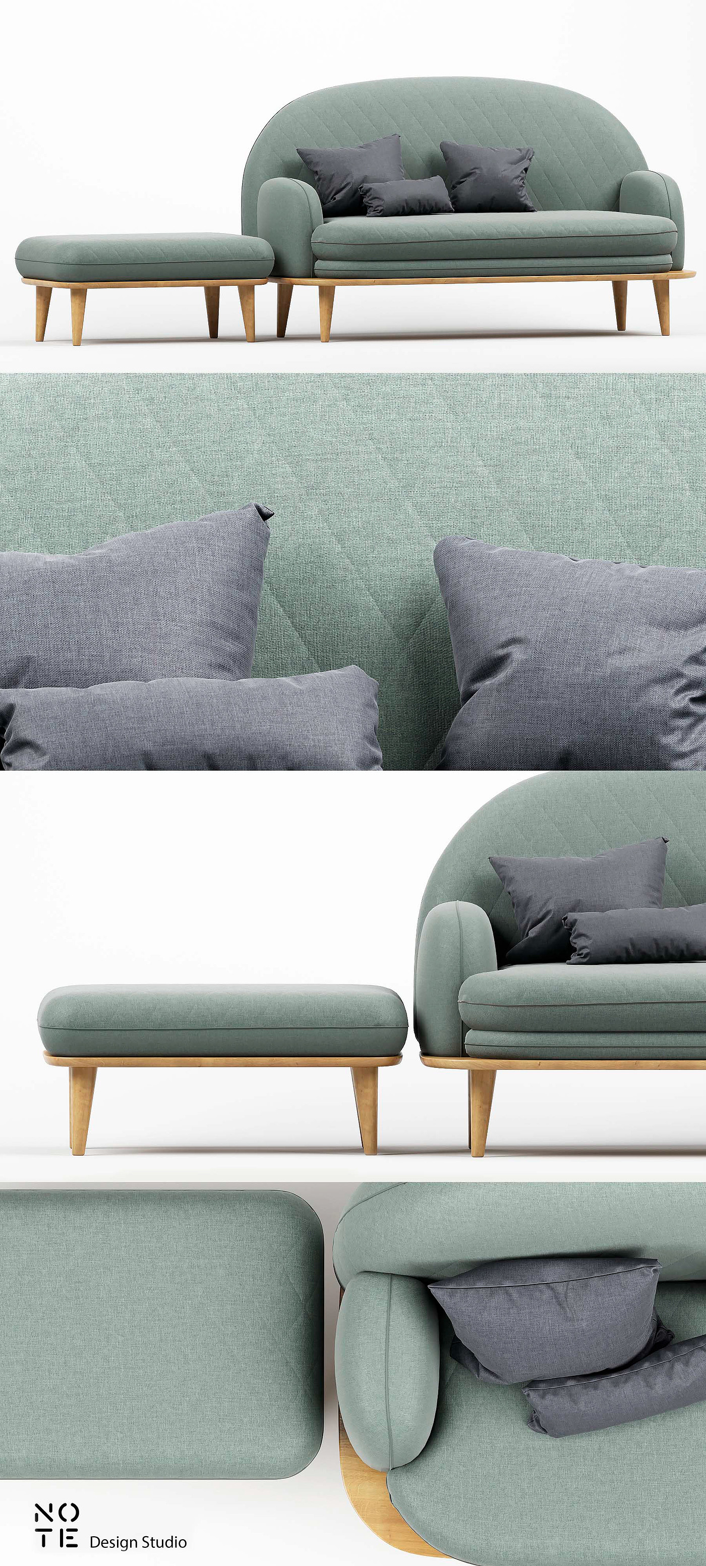 Note Design，sofa，Grey green，