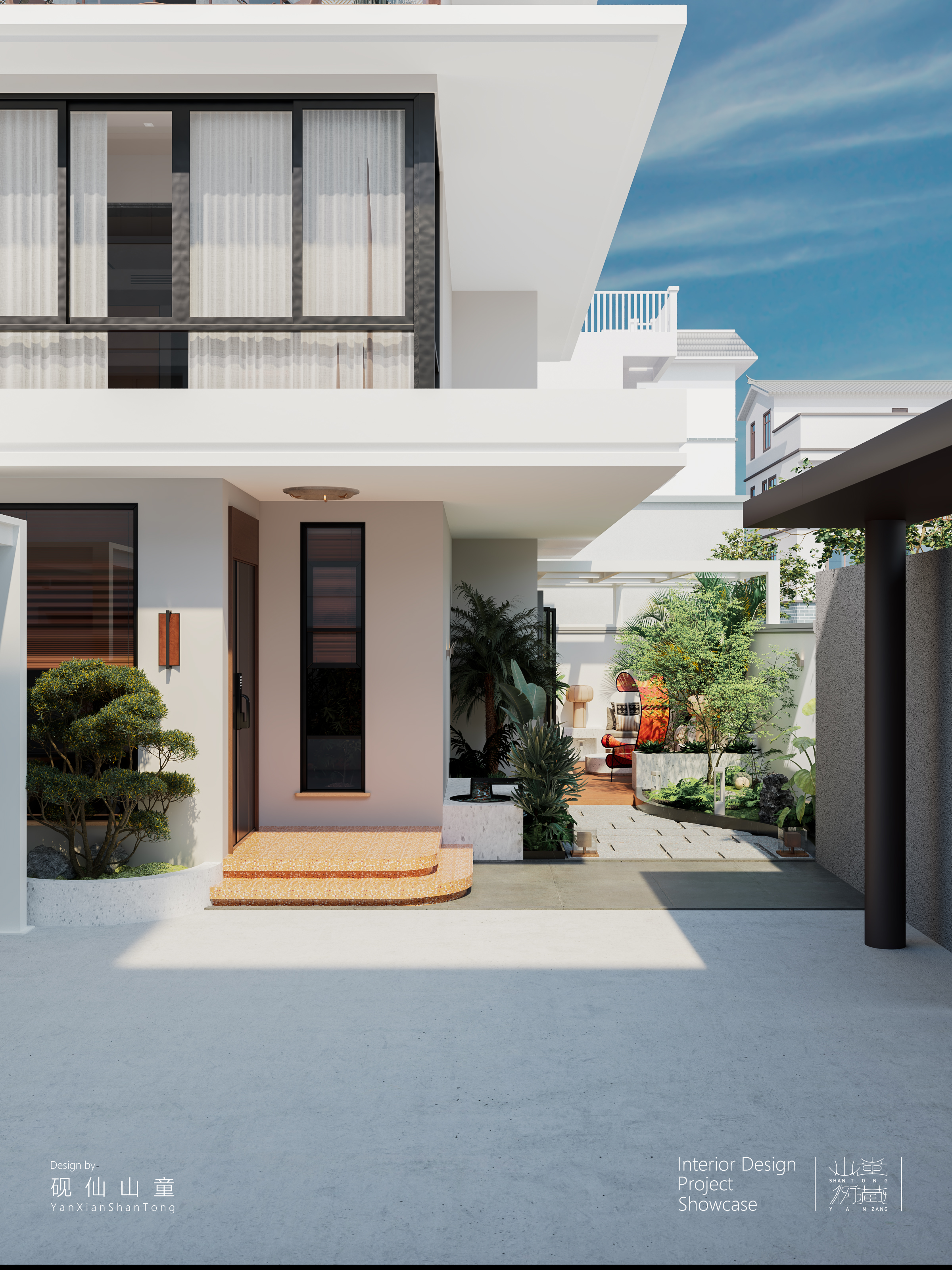 Self-built house，Rural self-built houses，Self-built house renovation，Interior design，design sketch，bedroom，a living room，garden，