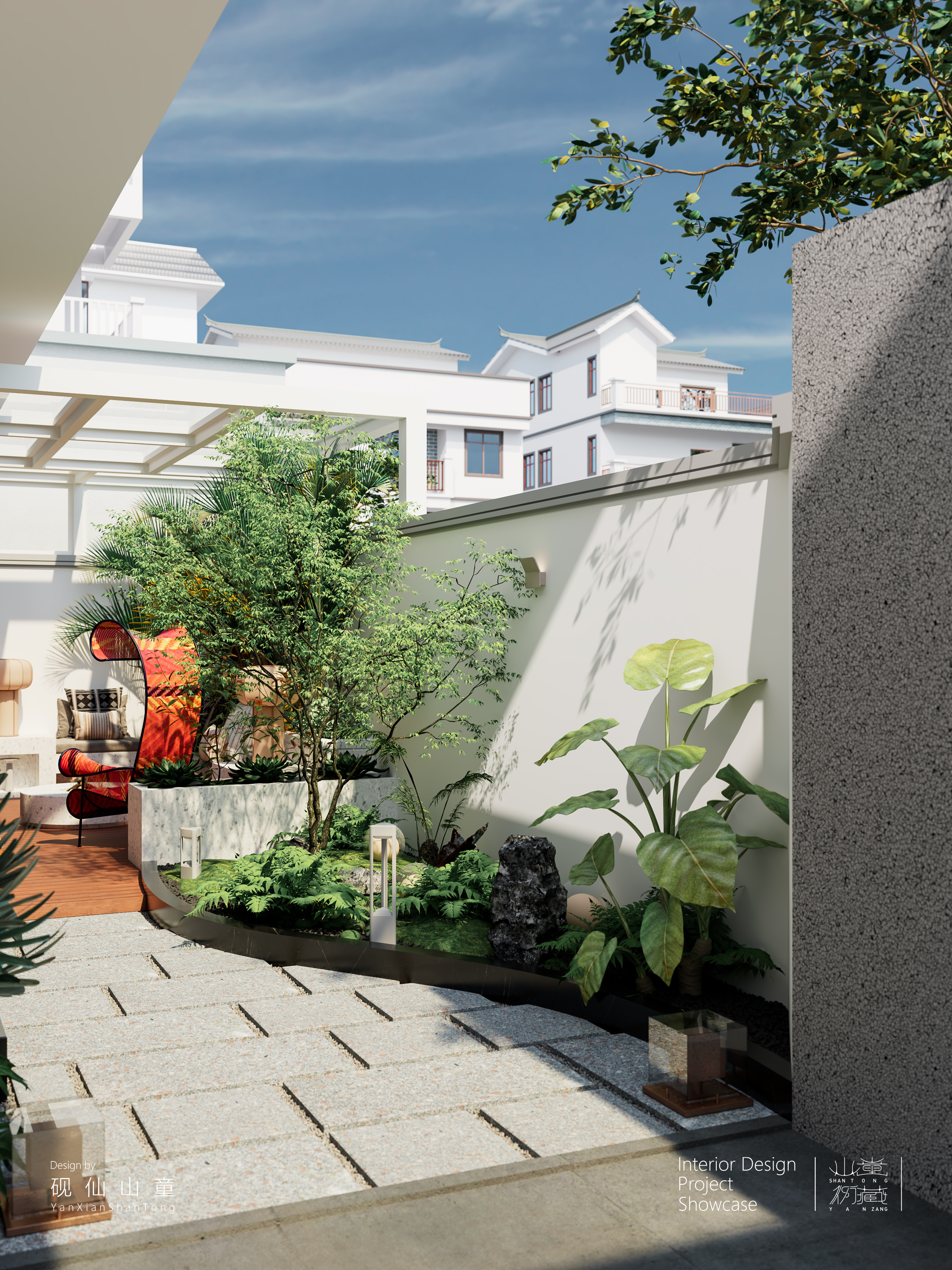 Self-built house，Rural self-built houses，Self-built house renovation，Interior design，design sketch，bedroom，a living room，garden，