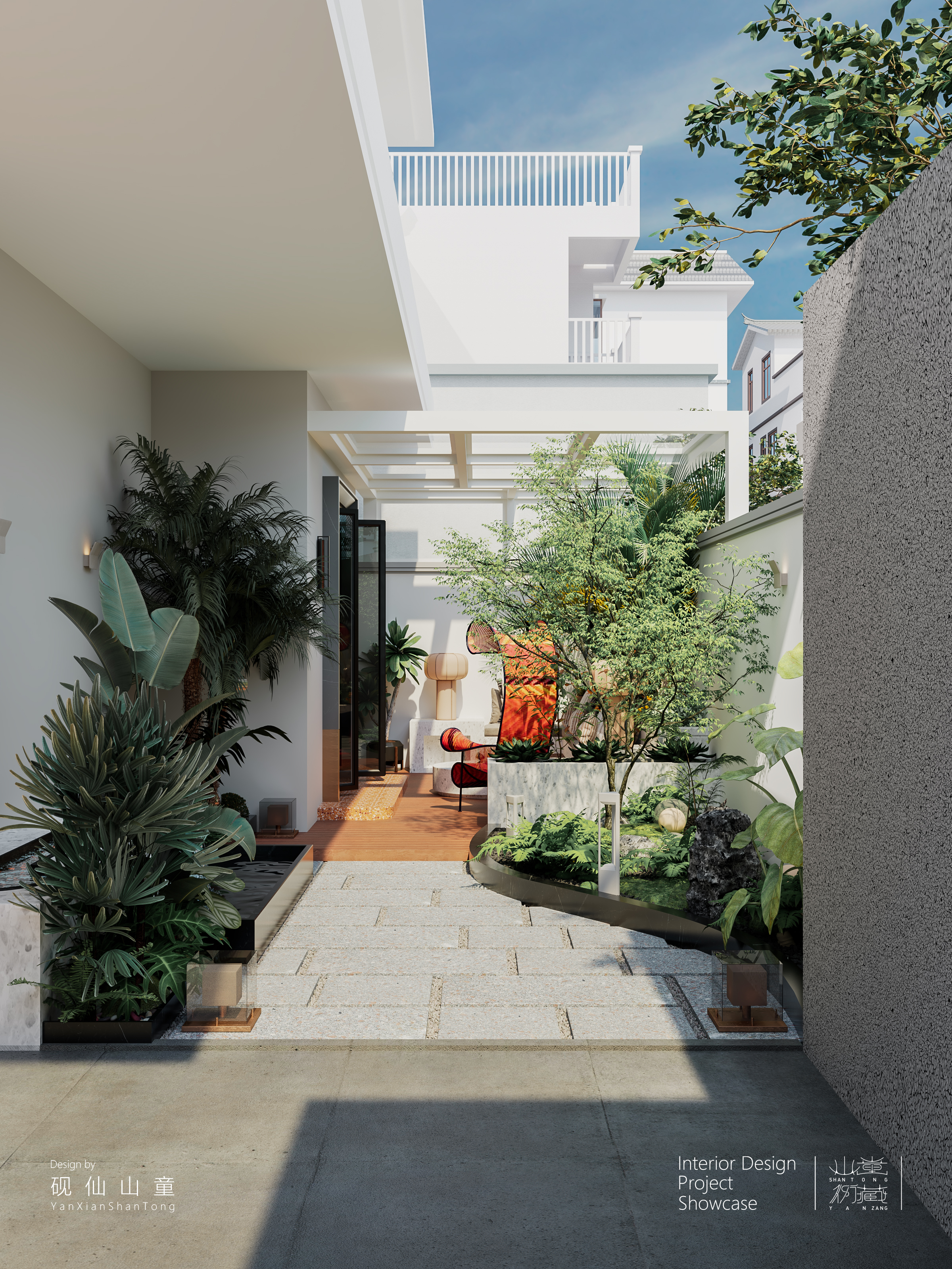 Self-built house，Rural self-built houses，Self-built house renovation，Interior design，design sketch，bedroom，a living room，garden，