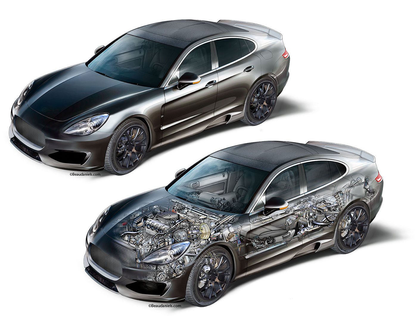 anatomical drawing，automobile，system，